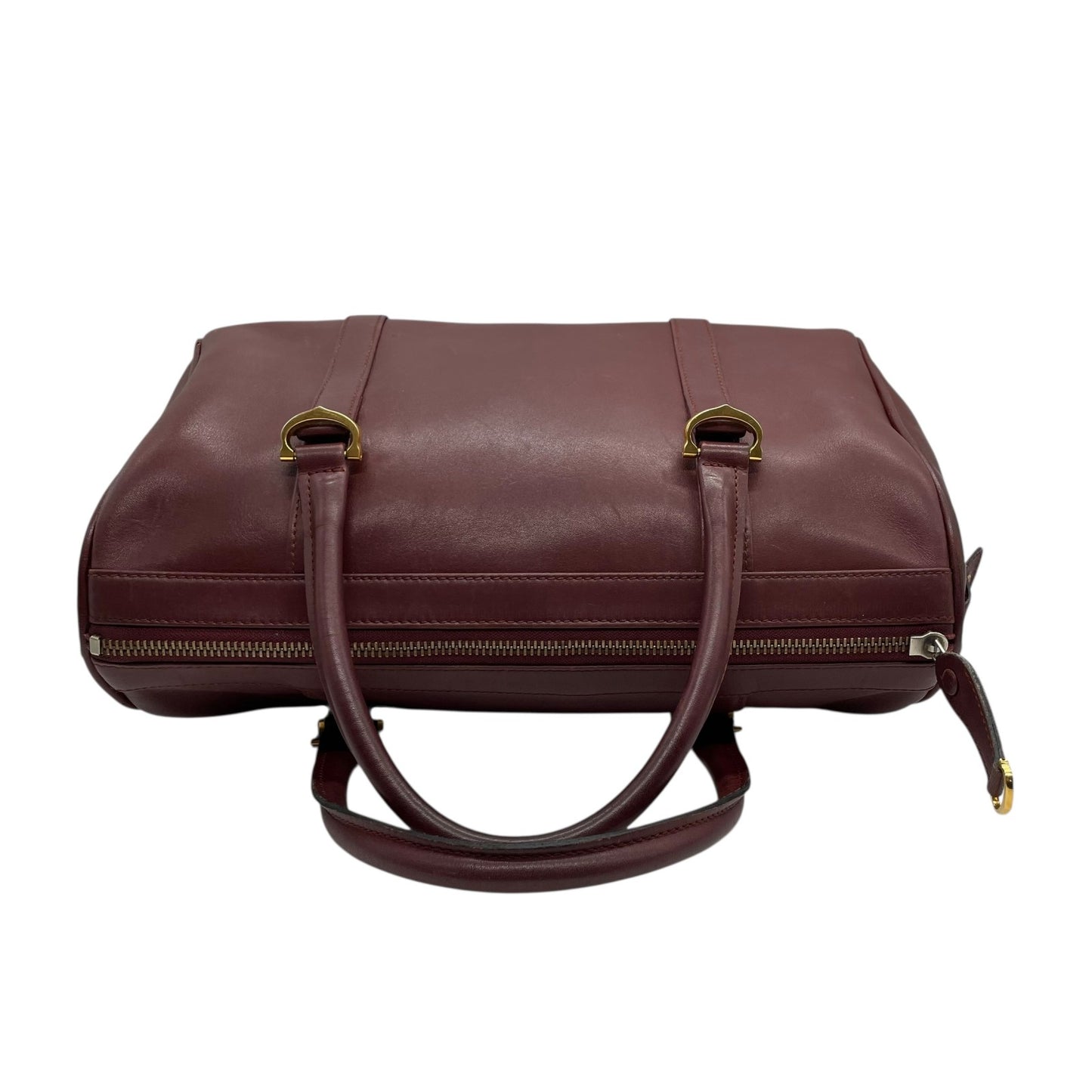 Cartier マスト ドゥ カルティエ ミニボストン ハンドバッグ レザー ボルドー ゴールド金具 ヴィンテージ マストライン U11