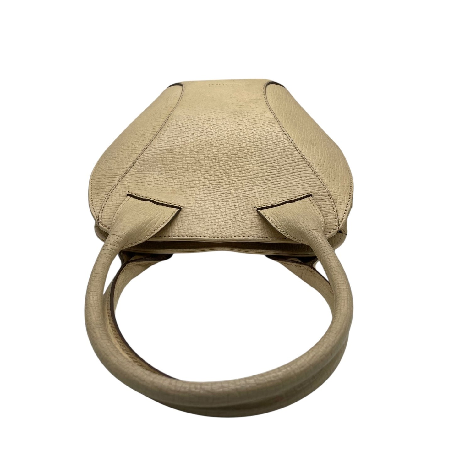 LOEWE ロエベ アナグラム エンボス レザー ハンドバッグ ベージュ ゴールド金具 トップハンドル クラシック レディース C