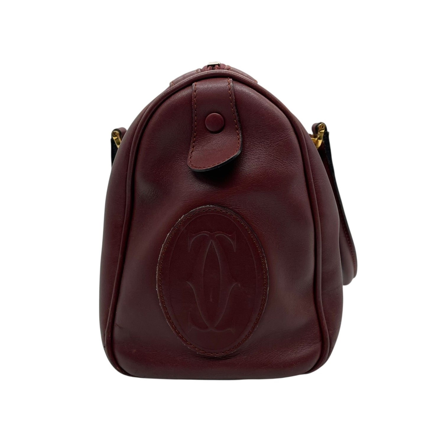 Cartier マスト ドゥ カルティエ ミニボストン ハンドバッグ レザー ボルドー ゴールド金具 ヴィンテージ マストライン U11