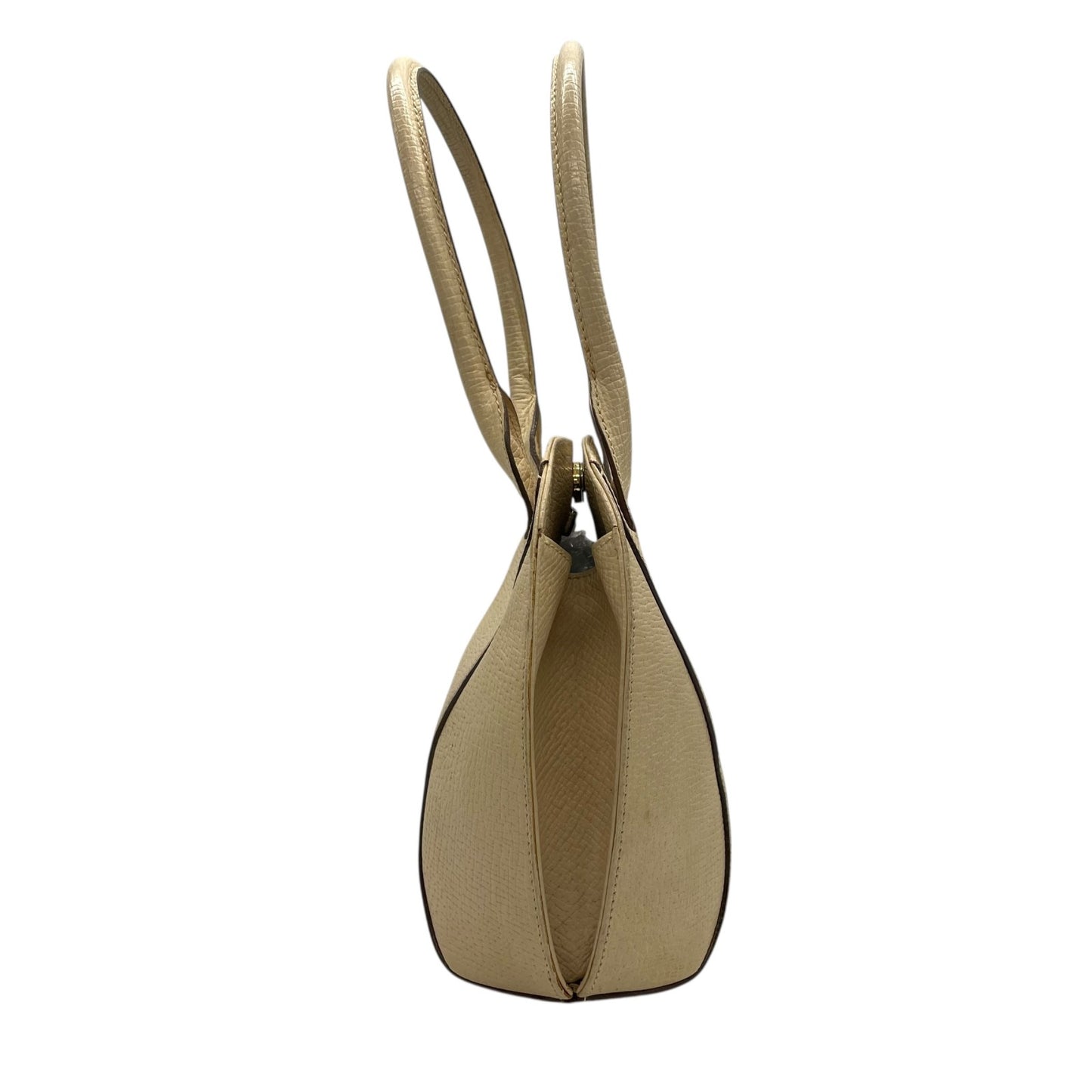 LOEWE ロエベ アナグラム エンボス レザー ハンドバッグ ベージュ ゴールド金具 トップハンドル クラシック レディース C
