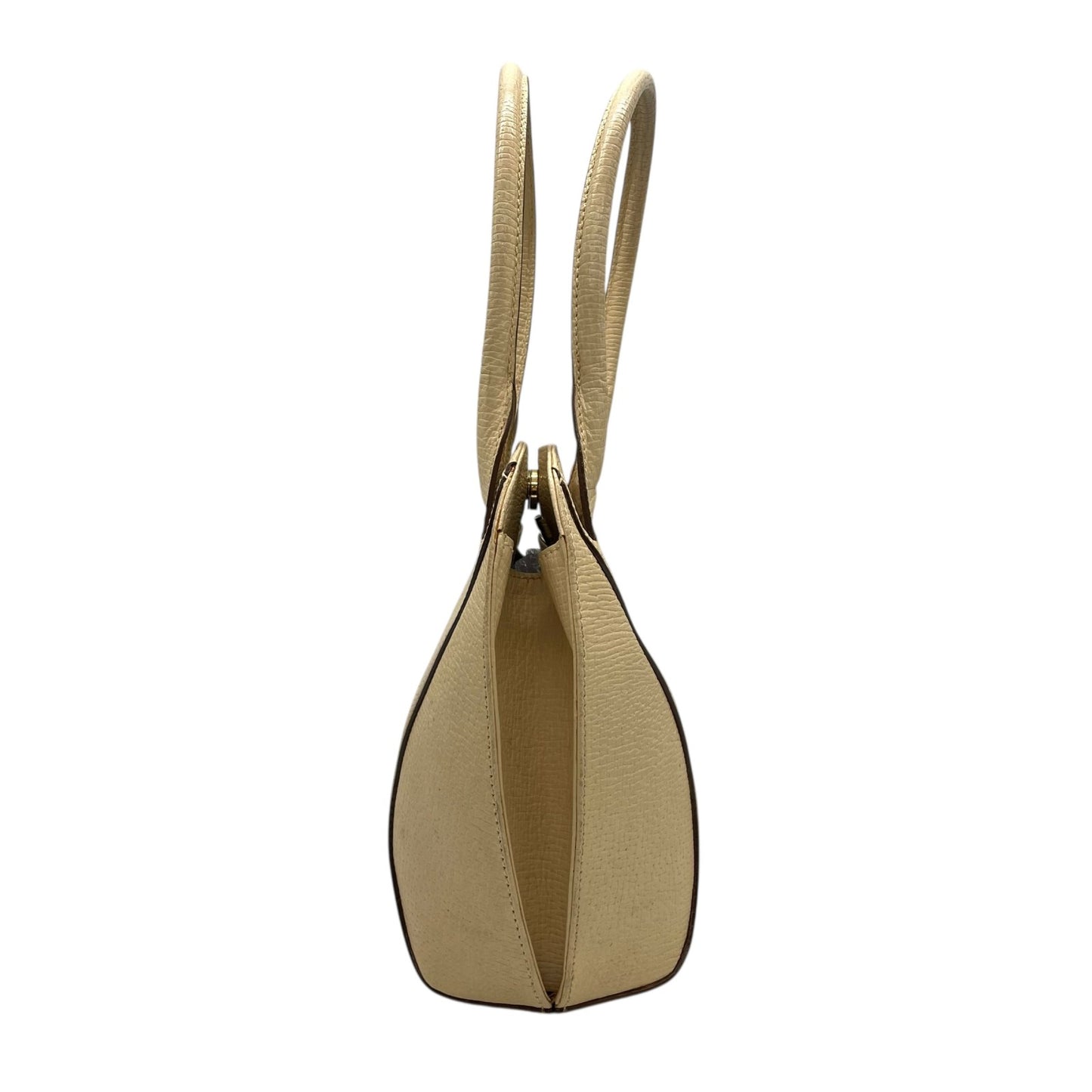 LOEWE ロエベ アナグラム エンボス レザー ハンドバッグ ベージュ ゴールド金具 トップハンドル クラシック レディース C
