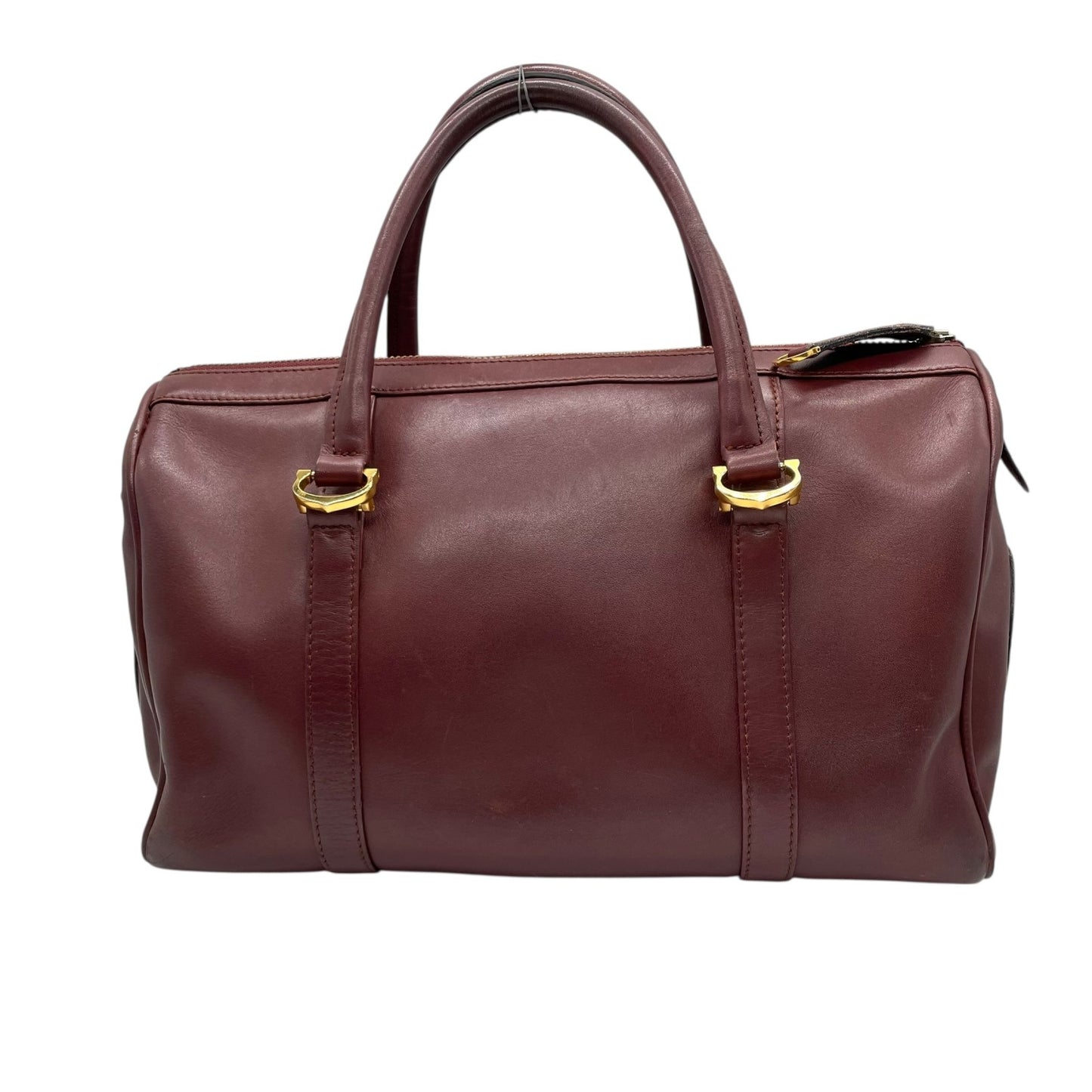 Cartier マスト ドゥ カルティエ ミニボストン ハンドバッグ レザー ボルドー ゴールド金具 ヴィンテージ マストライン U11