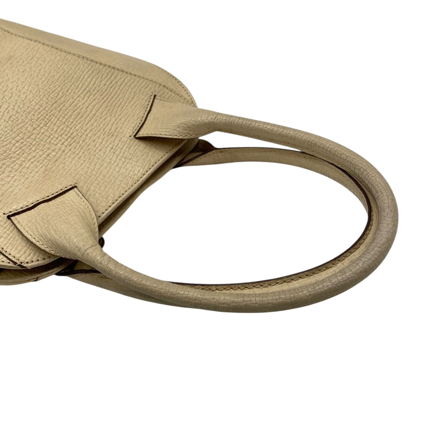 LOEWE ロエベ アナグラム エンボス レザー ハンドバッグ ベージュ ゴールド金具 トップハンドル クラシック レディース C