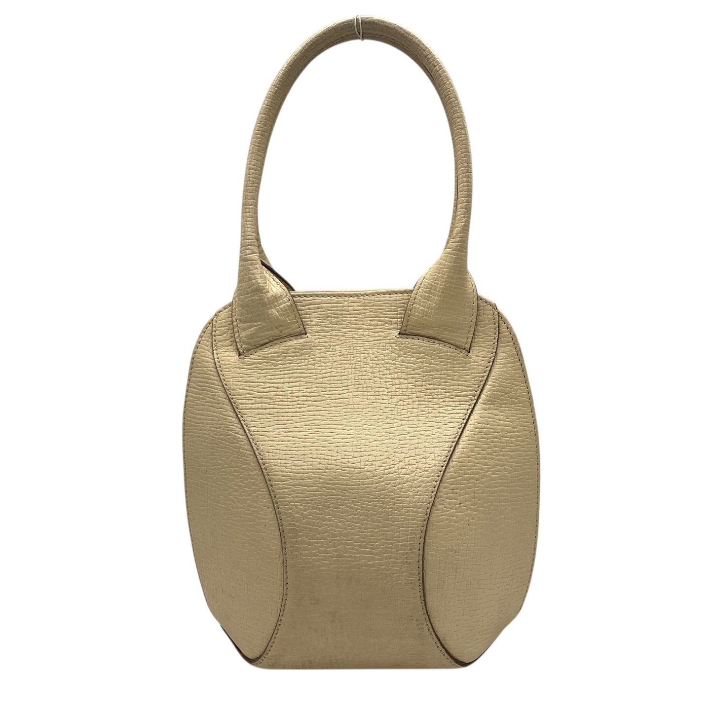 LOEWE ロエベ アナグラム エンボス レザー ハンドバッグ ベージュ ゴールド金具 トップハンドル クラシック レディース C