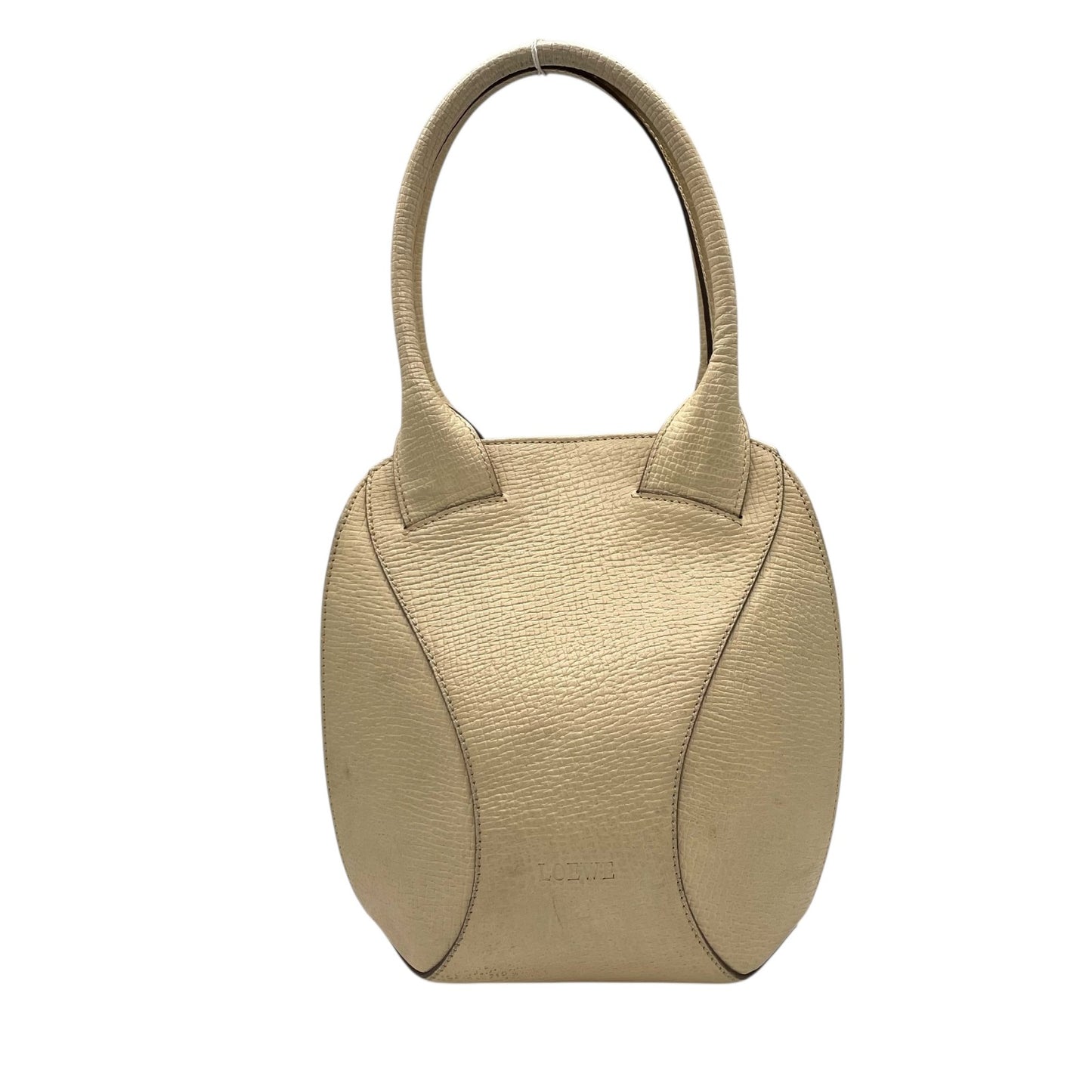 LOEWE ロエベ アナグラム エンボス レザー ハンドバッグ ベージュ ゴールド金具 トップハンドル クラシック レディース C