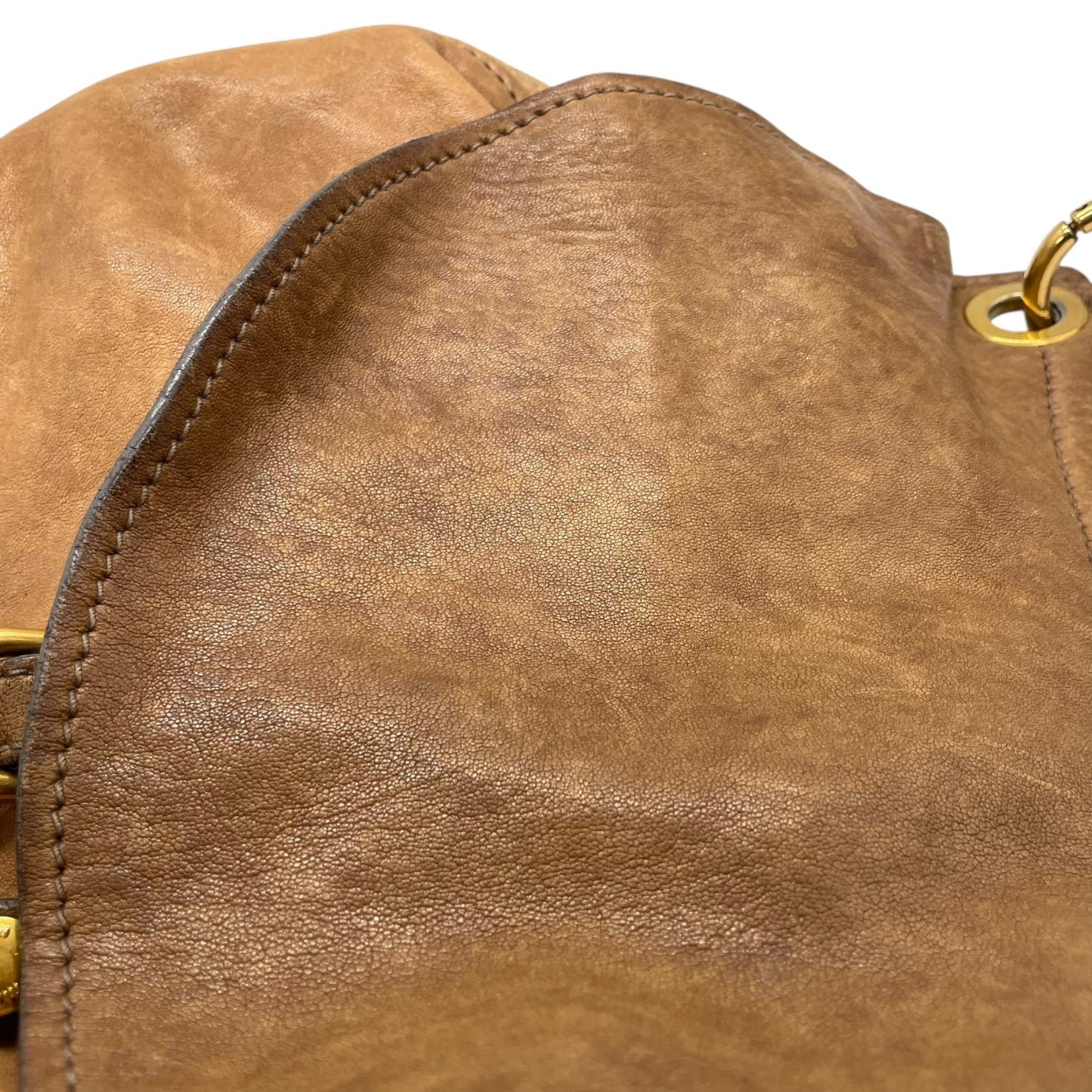 miu miu ミュウミュウ ヴィンテージ Y2K vintage archive レザー 2WAY ハンドバッグ ショルダーバッグ ブラウン ゴールド金具 フラップ レディース　c1