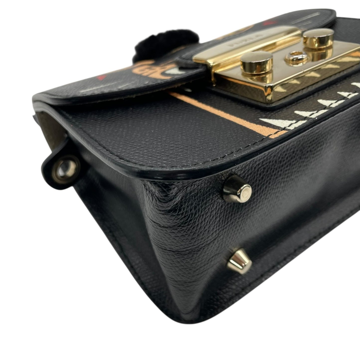 フルラ FURLA メトロポリス METROPOLIS ネコ柄 2WAYショルダーバッグ レザー ブラック 黒 マルチカラー S82