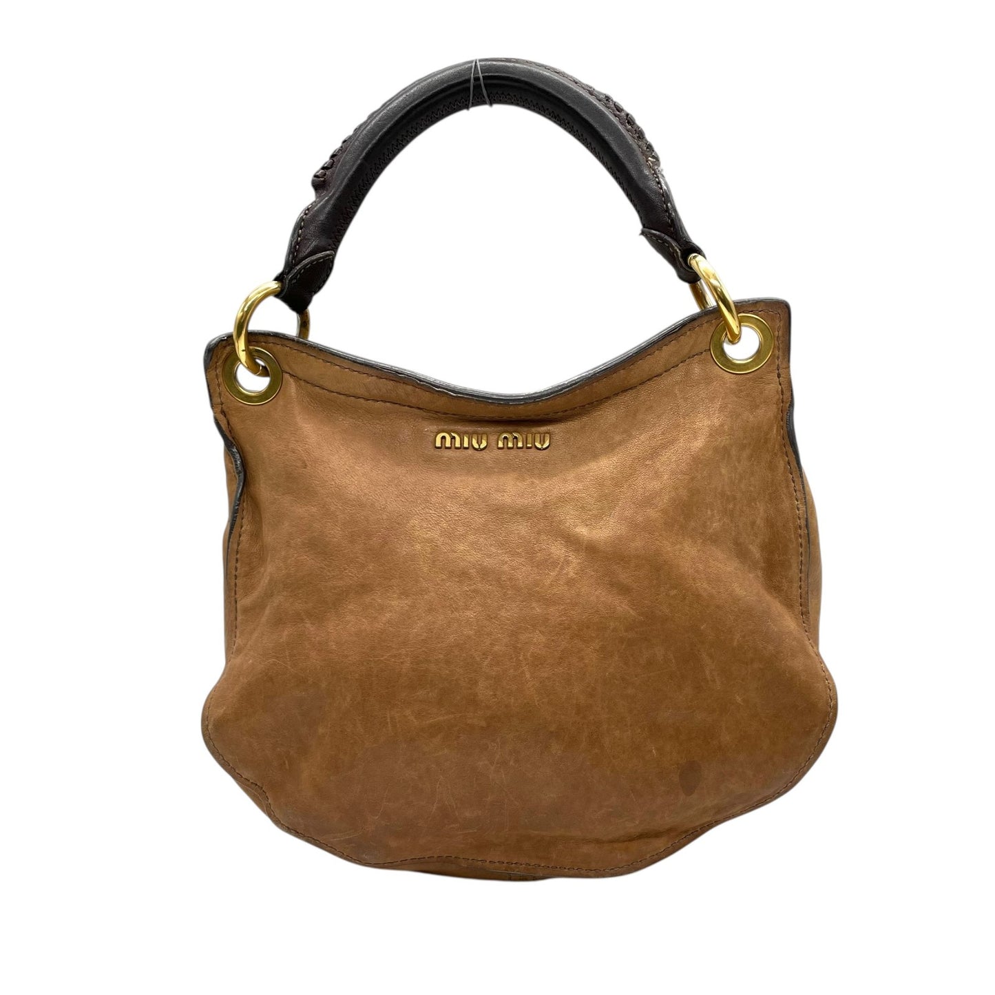 miu miu ミュウミュウ ヴィンテージ Y2K vintage archive レザー 2WAY ハンドバッグ ショルダーバッグ ブラウン ゴールド金具 フラップ レディース　c1