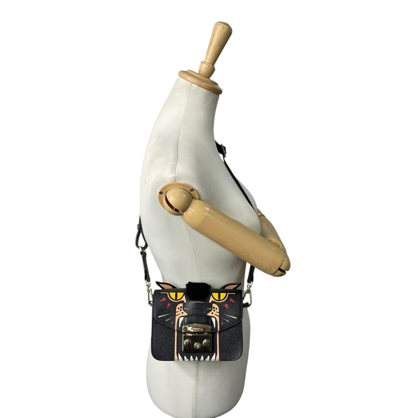 フルラ FURLA メトロポリス METROPOLIS ネコ柄 2WAYショルダーバッグ レザー ブラック 黒 マルチカラー S82