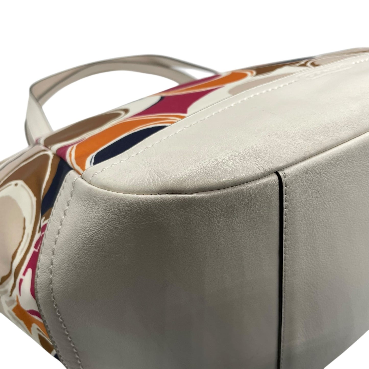 コーチ COACH シグネチャー スクリブルトートバッグ ハンドバッグ マルチカラー キャンバス レザー トート ショルダーバッグ S91