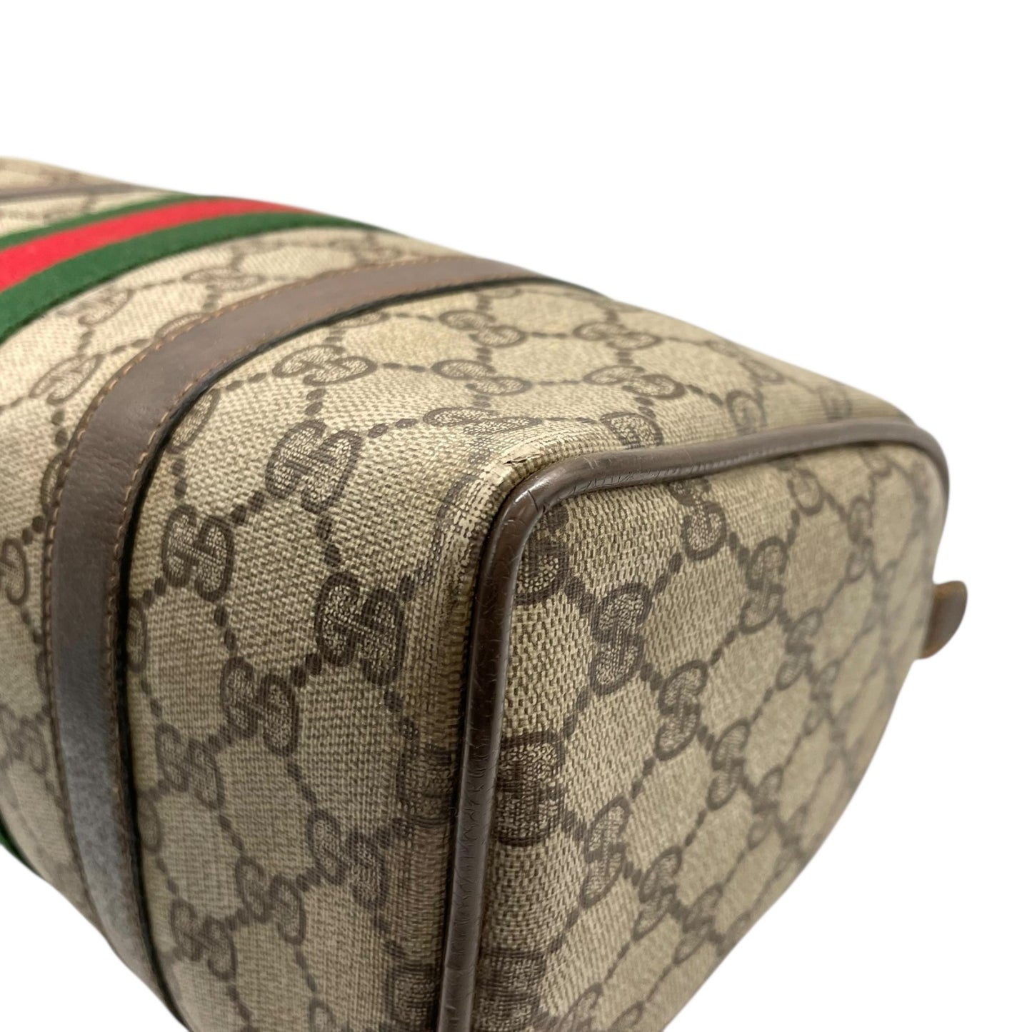 GUCCI グッチ ヴィンテージ GGスプリーム ミニボストン ハンドバッグ インターロッキングG ボストンバッグ GG柄 シェリーライン ベージュ ブラウン PVC レザー オールドグッチ F