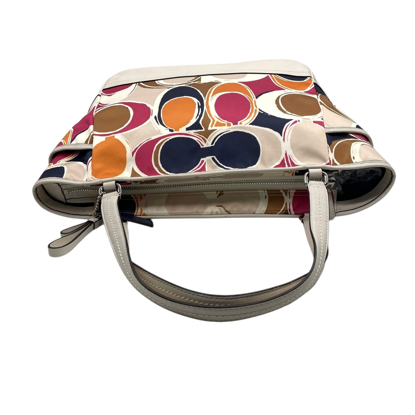 コーチ COACH シグネチャー スクリブルトートバッグ ハンドバッグ マルチカラー キャンバス レザー トート ショルダーバッグ S91