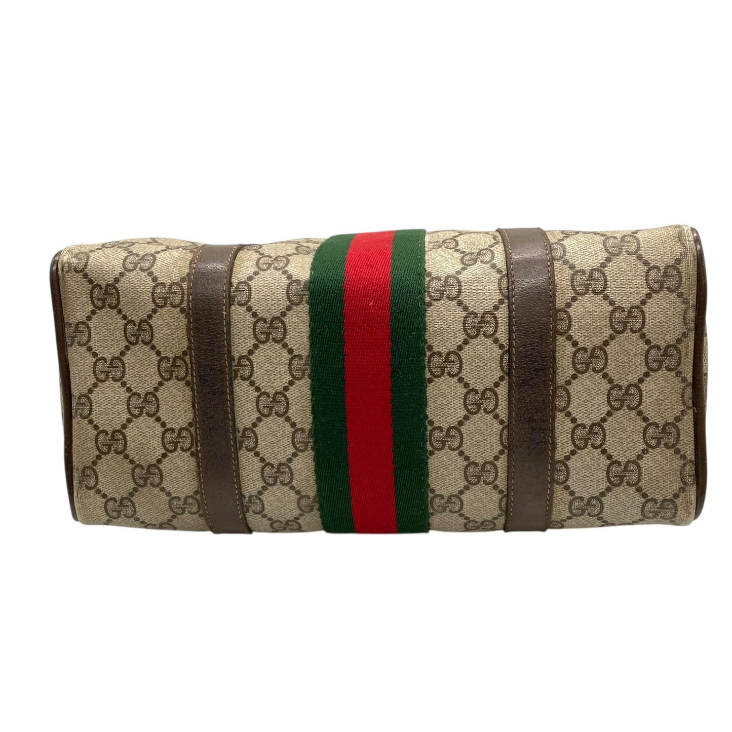GUCCI グッチ ヴィンテージ GGスプリーム ミニボストン ハンドバッグ インターロッキングG ボストンバッグ GG柄 シェリーライン ベージュ ブラウン PVC レザー オールドグッチ F