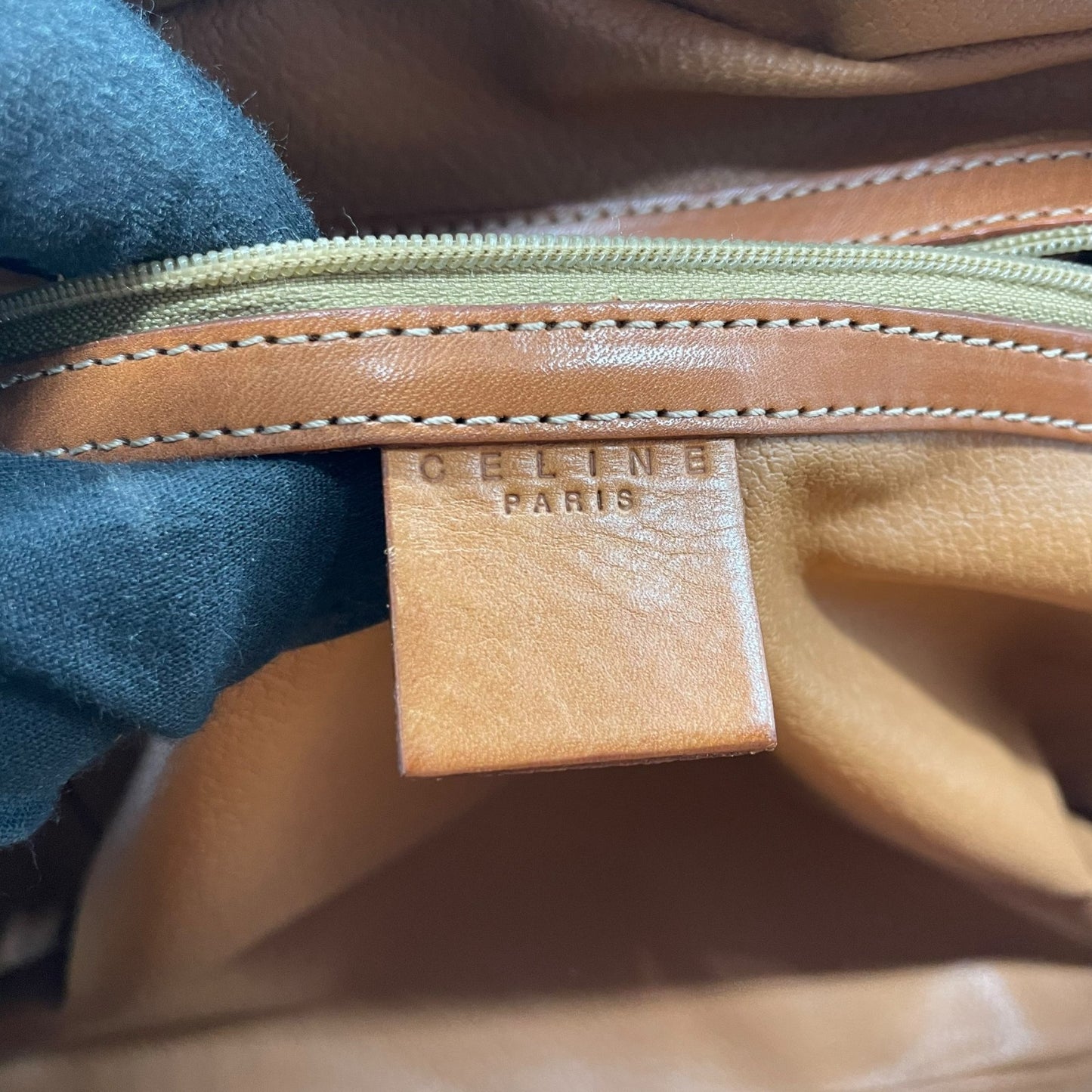 CELINE オールドセリーヌ マカダム PVC レザー ハンドバッグ フロントポケット ブラウン ゴールド金具 クラシックレディース Z3