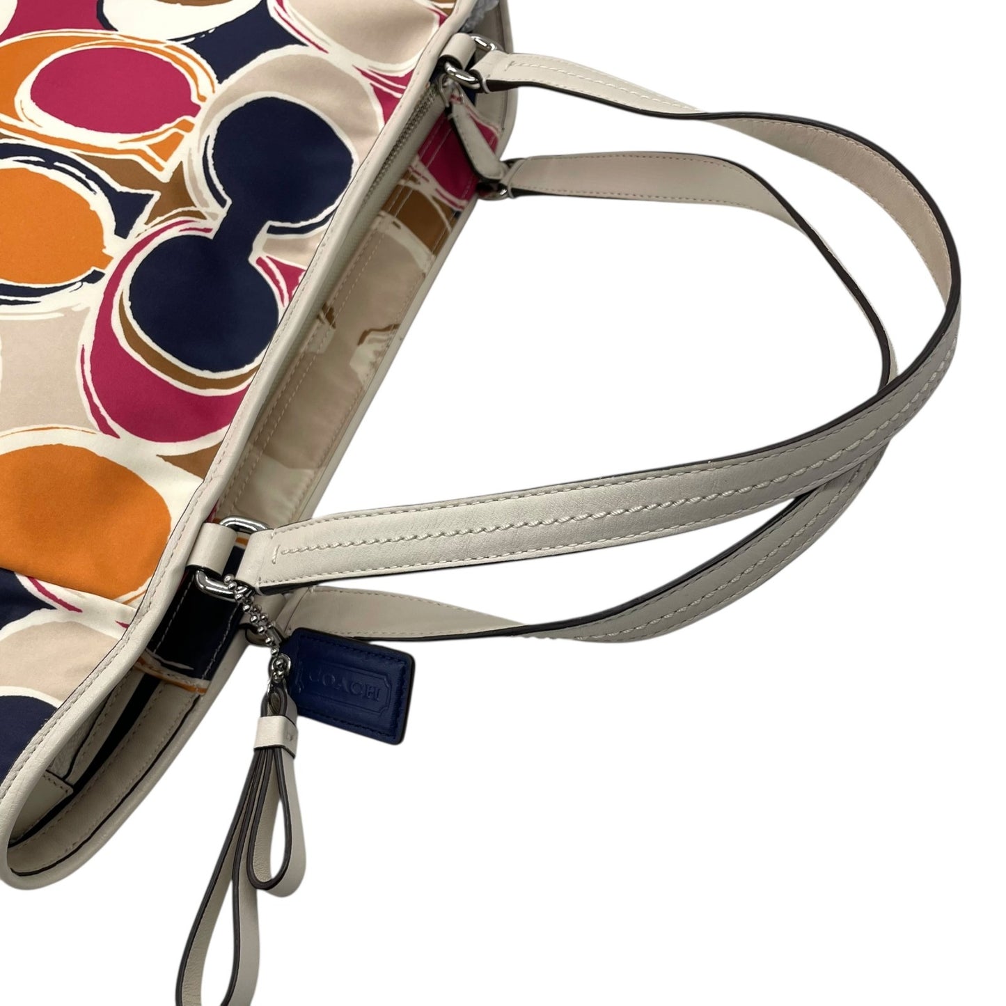 コーチ COACH シグネチャー スクリブルトートバッグ ハンドバッグ マルチカラー キャンバス レザー トート ショルダーバッグ S91