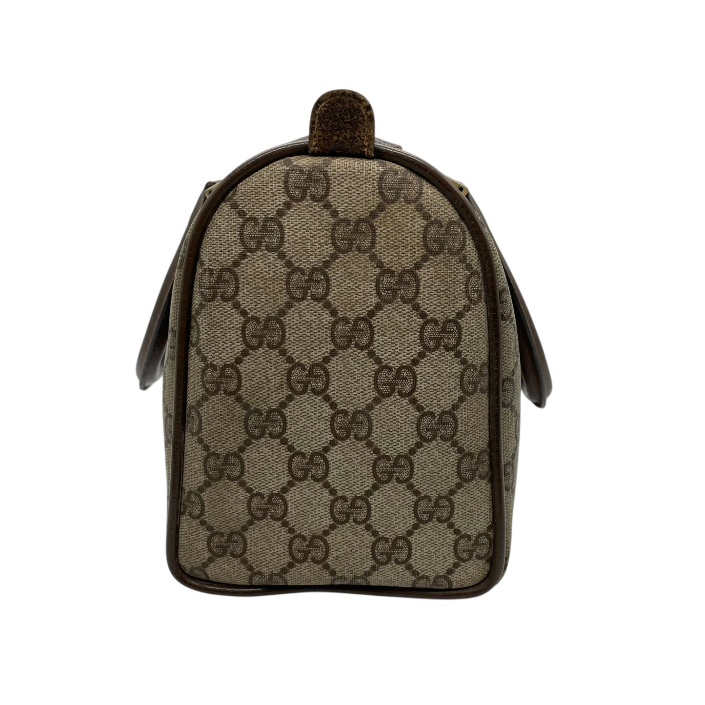 GUCCI グッチ ヴィンテージ GGスプリーム ミニボストン ハンドバッグ インターロッキングG ボストンバッグ GG柄 シェリーライン ベージュ ブラウン PVC レザー オールドグッチ F