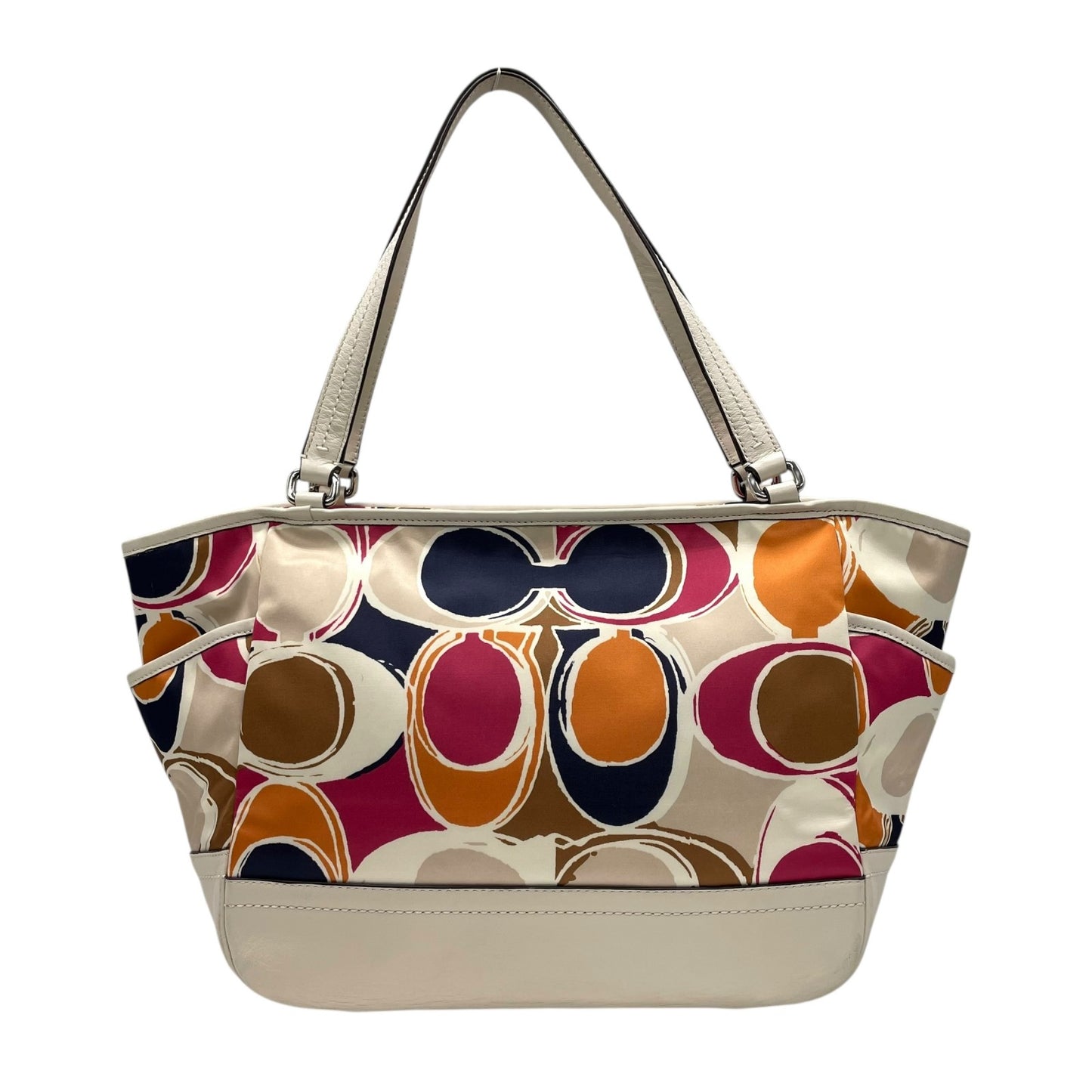 コーチ COACH シグネチャー スクリブルトートバッグ ハンドバッグ マルチカラー キャンバス レザー トート ショルダーバッグ S91