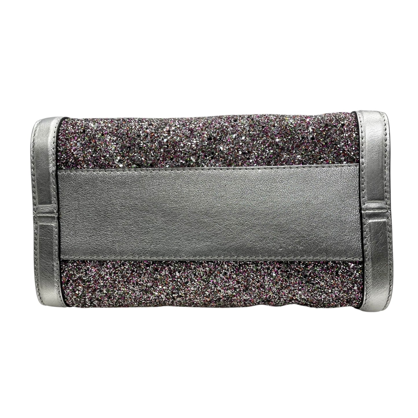 美品 アレキサンダーマックイーン Alexander McQueen ハンドバッグ マルチカラー ビーズ グリッター シルバーレザー トップハンドル セミストラクチャー デザイナーズバッグ A6