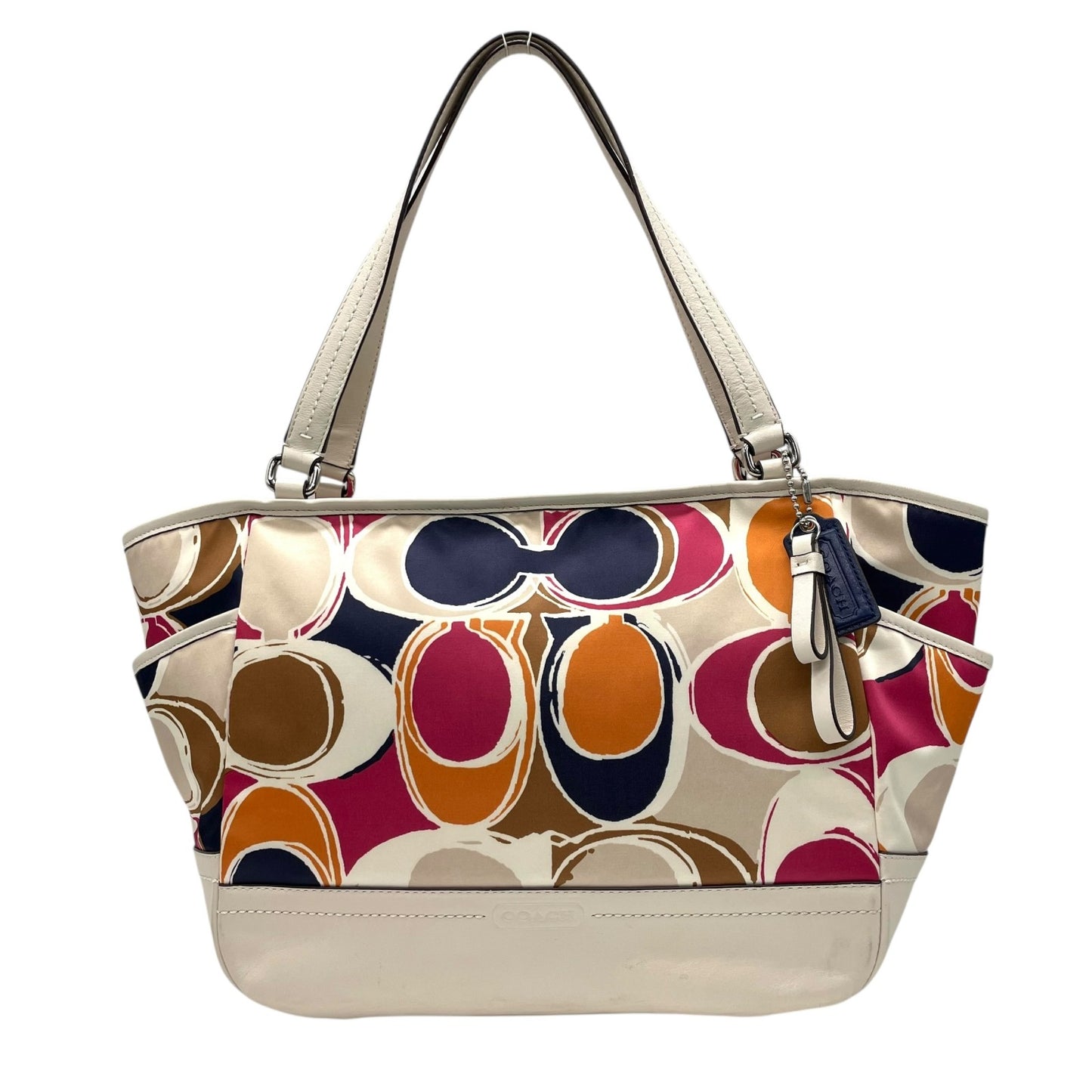 コーチ COACH シグネチャー スクリブルトートバッグ ハンドバッグ マルチカラー キャンバス レザー トート ショルダーバッグ S91
