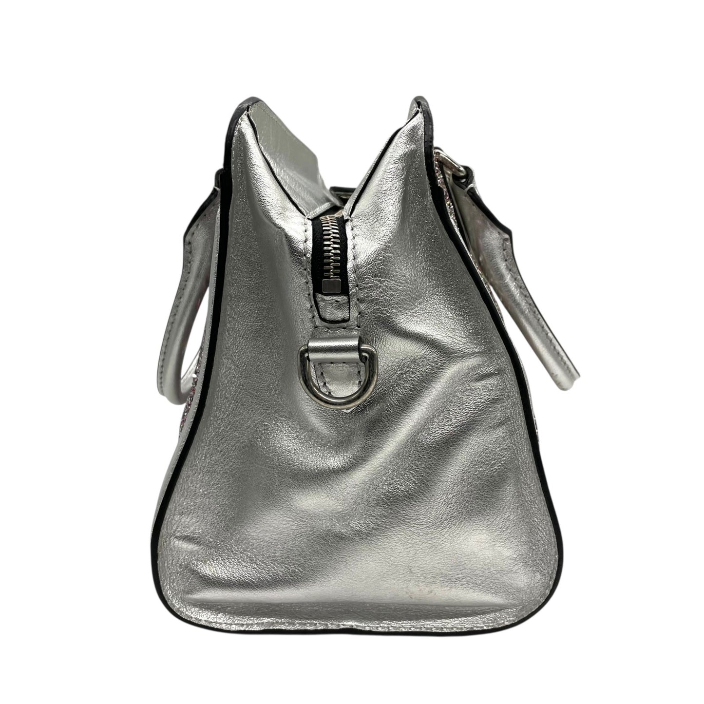 美品 アレキサンダーマックイーン Alexander McQueen ハンドバッグ マルチカラー ビーズ グリッター シルバーレザー トップハンドル セミストラクチャー デザイナーズバッグ A6