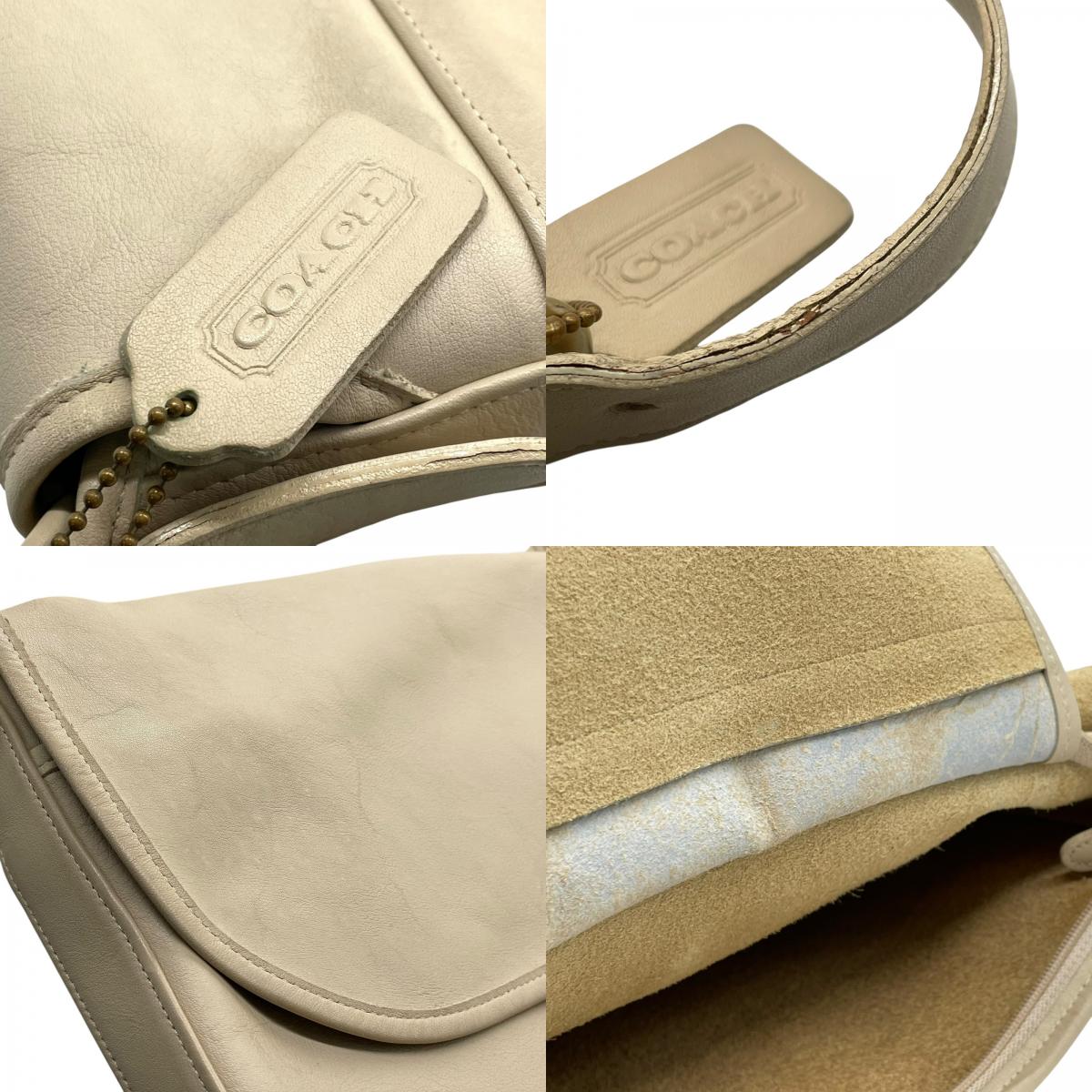 コーチ COACH レザー フラップ ショルダーバッグ ワンショルダー ホワイト 白 シンプル 上品 大容量 斜めがけ S91