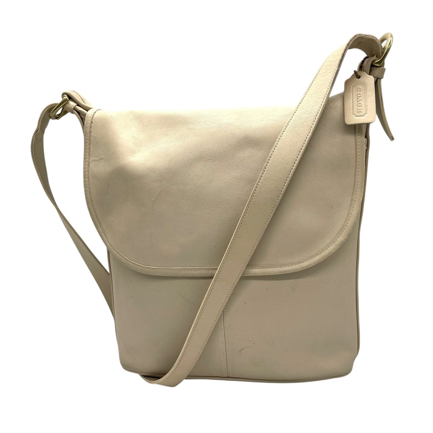 コーチ COACH レザー フラップ ショルダーバッグ ワンショルダー ホワイト 白 シンプル 上品 大容量 斜めがけ S91