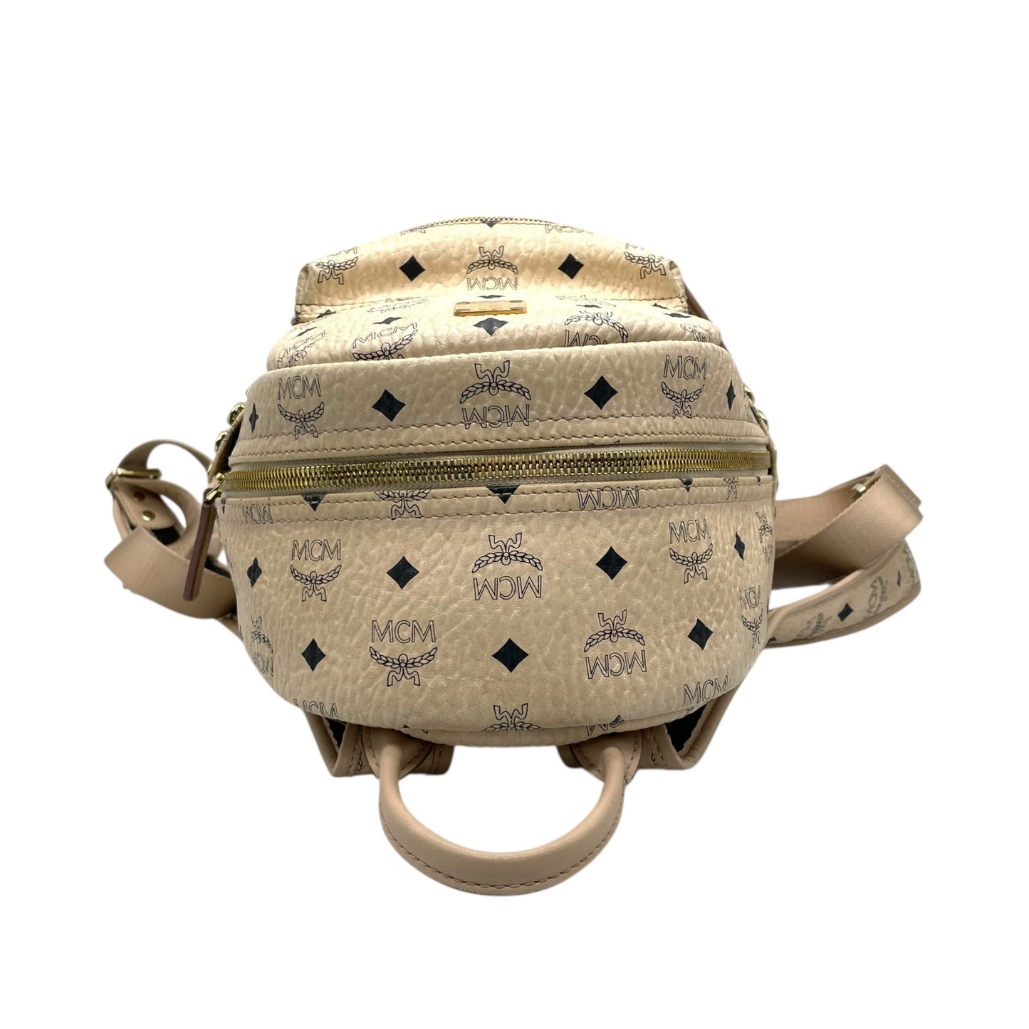 MCM ヴィセトス スタッズ バックパック リュック ベージュ ピンクベージュ ゴールド金具 モノグラム ロゴ