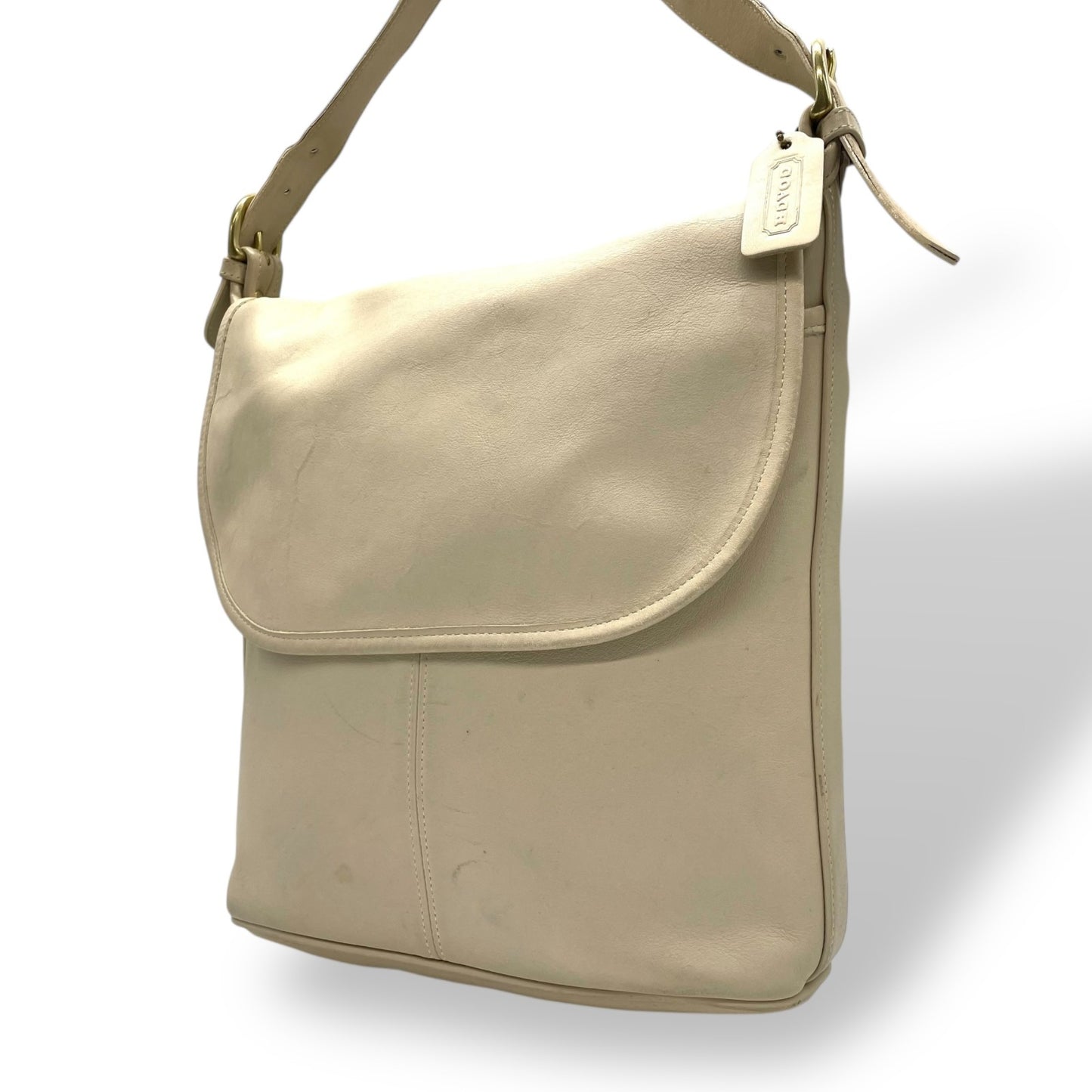 コーチ COACH レザー フラップ ショルダーバッグ ワンショルダー ホワイト 白 シンプル 上品 大容量 斜めがけ S91