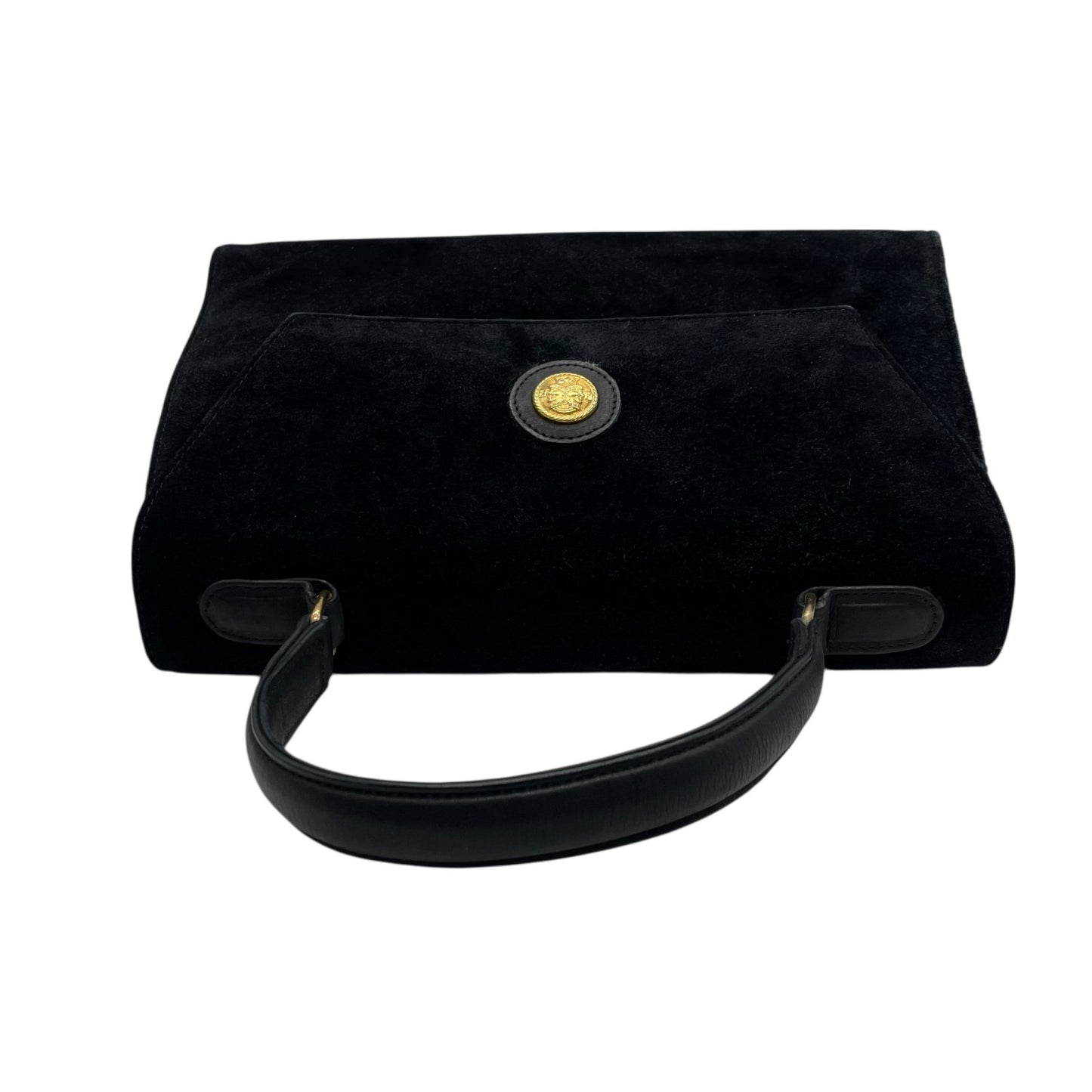 FENDI フェンディ ハンドバッグ スエード レザー ブラック ゴールド金具 トップハンドル フォーマル エレガント レディース K4