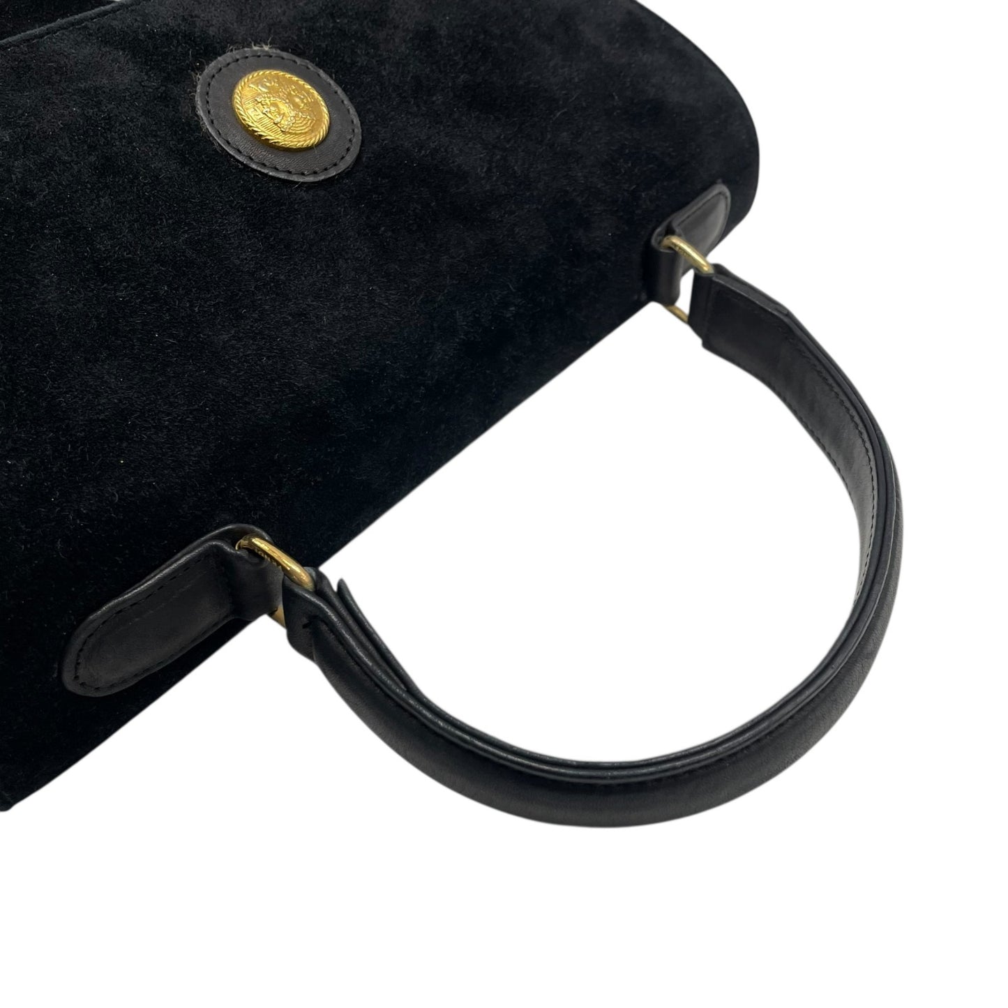 FENDI フェンディ ハンドバッグ スエード レザー ブラック ゴールド金具 トップハンドル フォーマル エレガント レディース K4