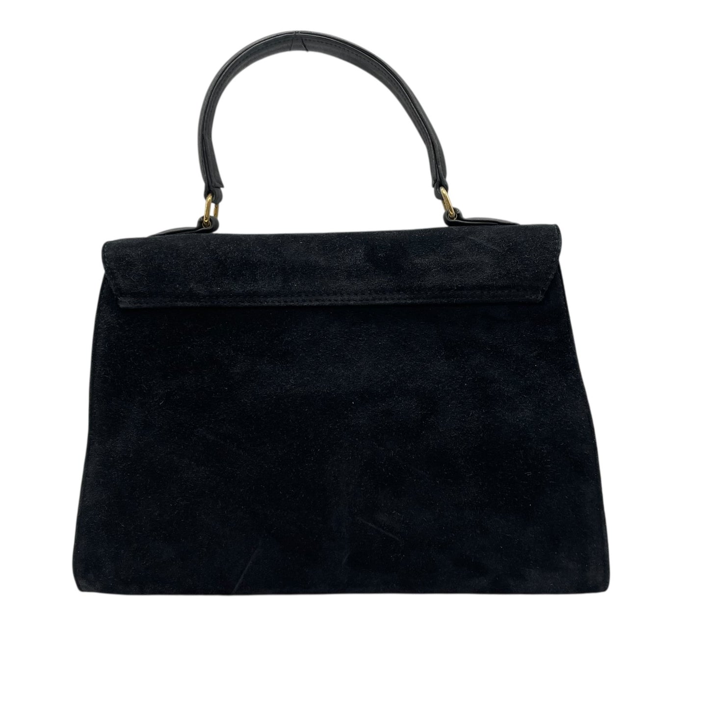FENDI フェンディ ハンドバッグ スエード レザー ブラック ゴールド金具 トップハンドル フォーマル エレガント レディース K4