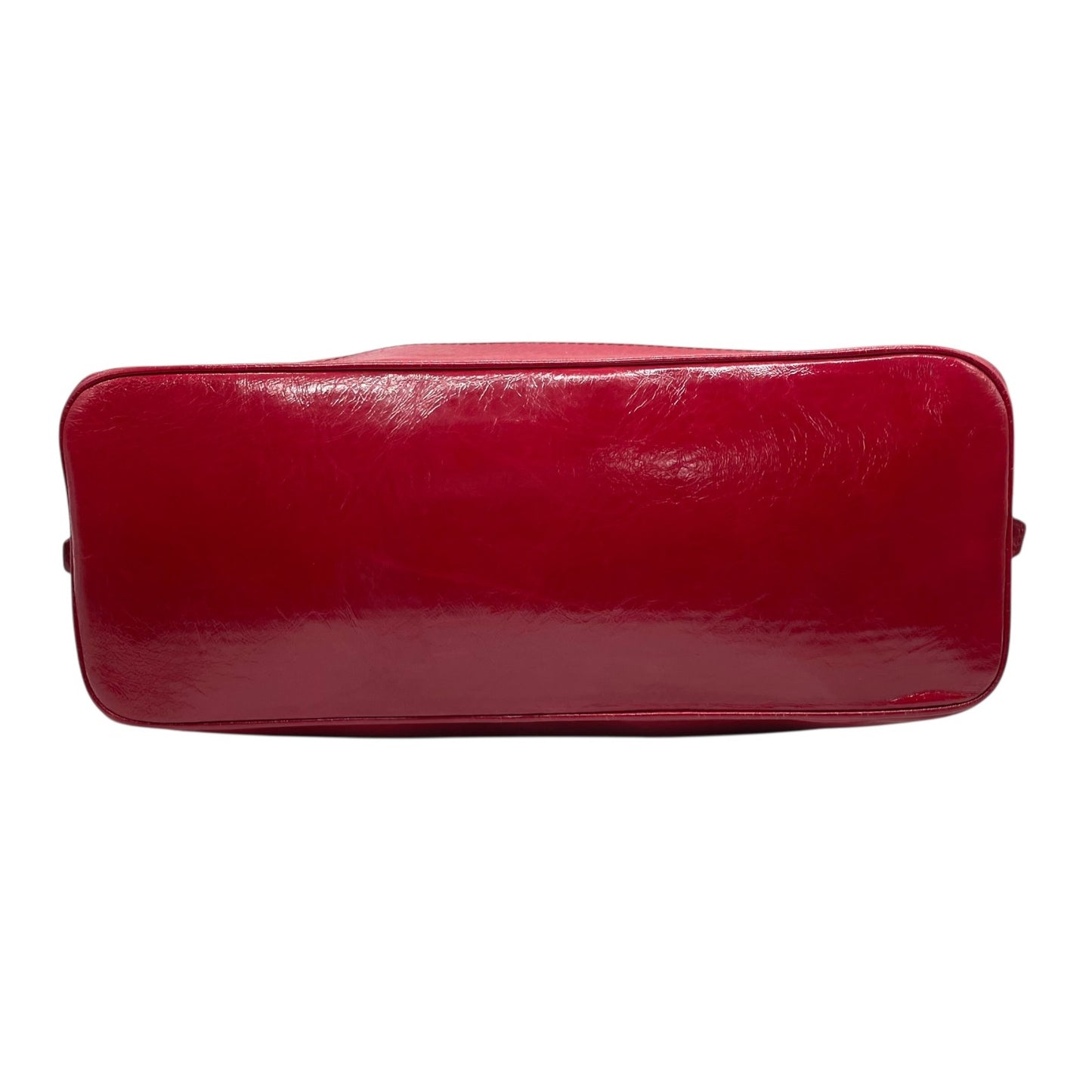 美品 セリーヌ CELINE ビタースウィート Bittersweet ハンドバッグ トートバッグ パテントレザー エナメル 本革 レッド 赤 シルバー金具 ギャザー レディース 肩掛け 軽量 大容量 オールドセリーヌ 鞄 カバン アクセントカラー K3