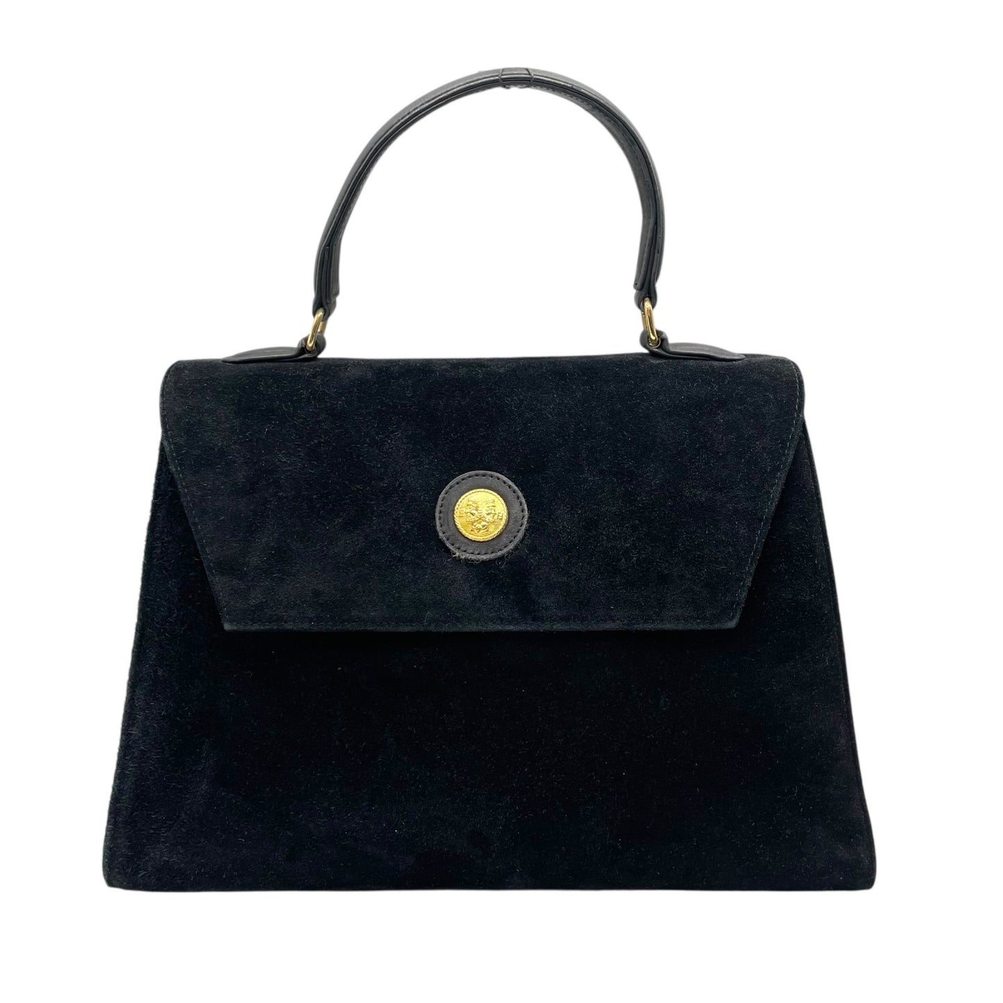 FENDI フェンディ ハンドバッグ スエード レザー ブラック ゴールド金具 トップハンドル フォーマル エレガント レディース K4