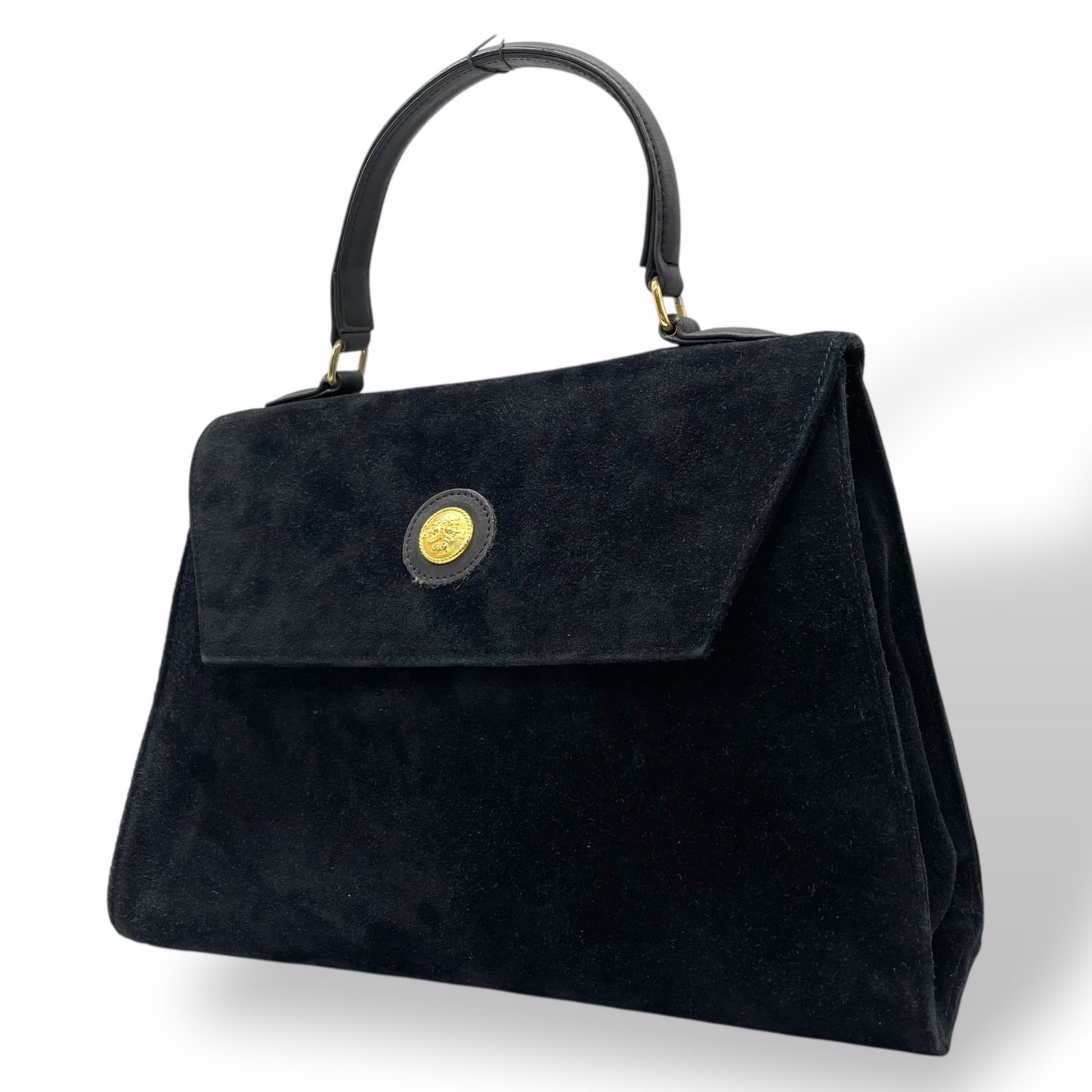 FENDI フェンディ ハンドバッグ スエード レザー ブラック ゴールド金具 トップハンドル フォーマル エレガント レディース K4
