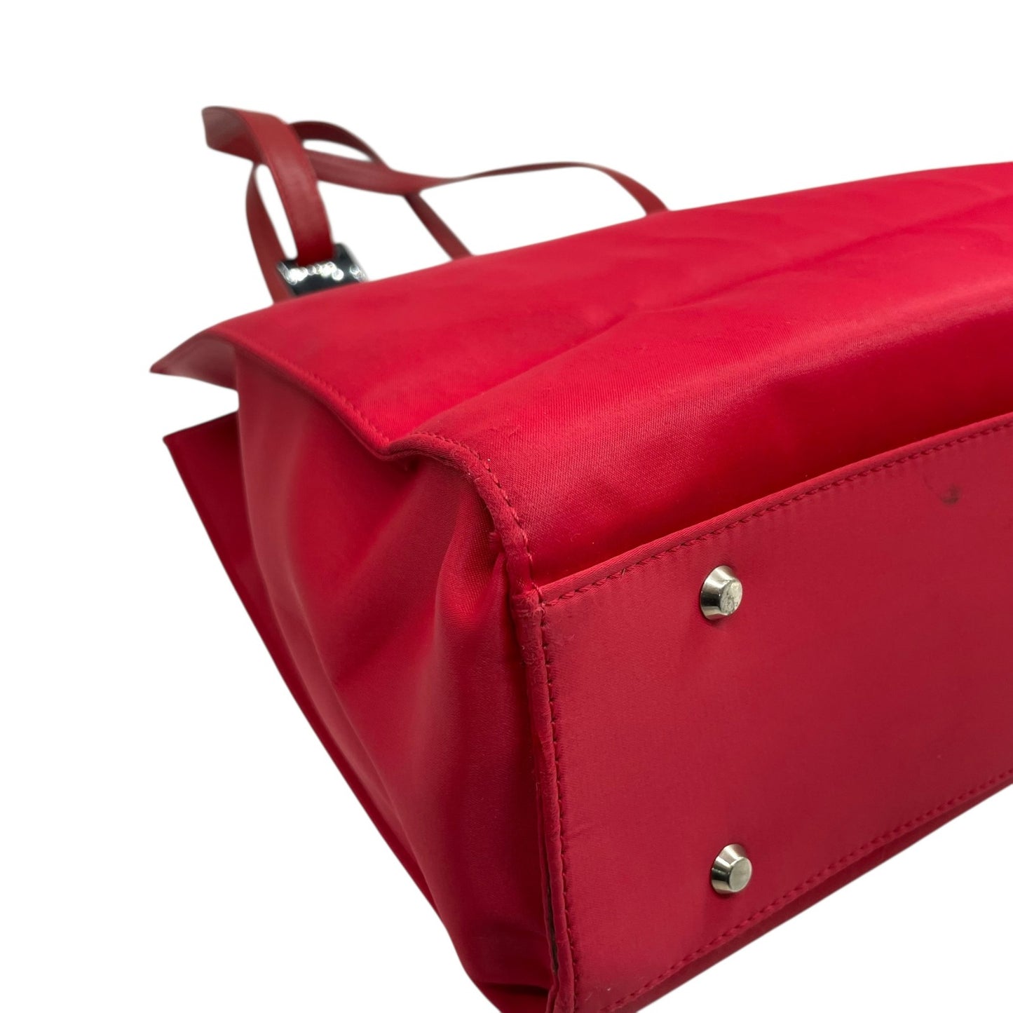 イヴ サンローラン YSL ビッグロゴ ナイロン トートバッグ レッド ショルダーバッグ ミニマルデザイン C1