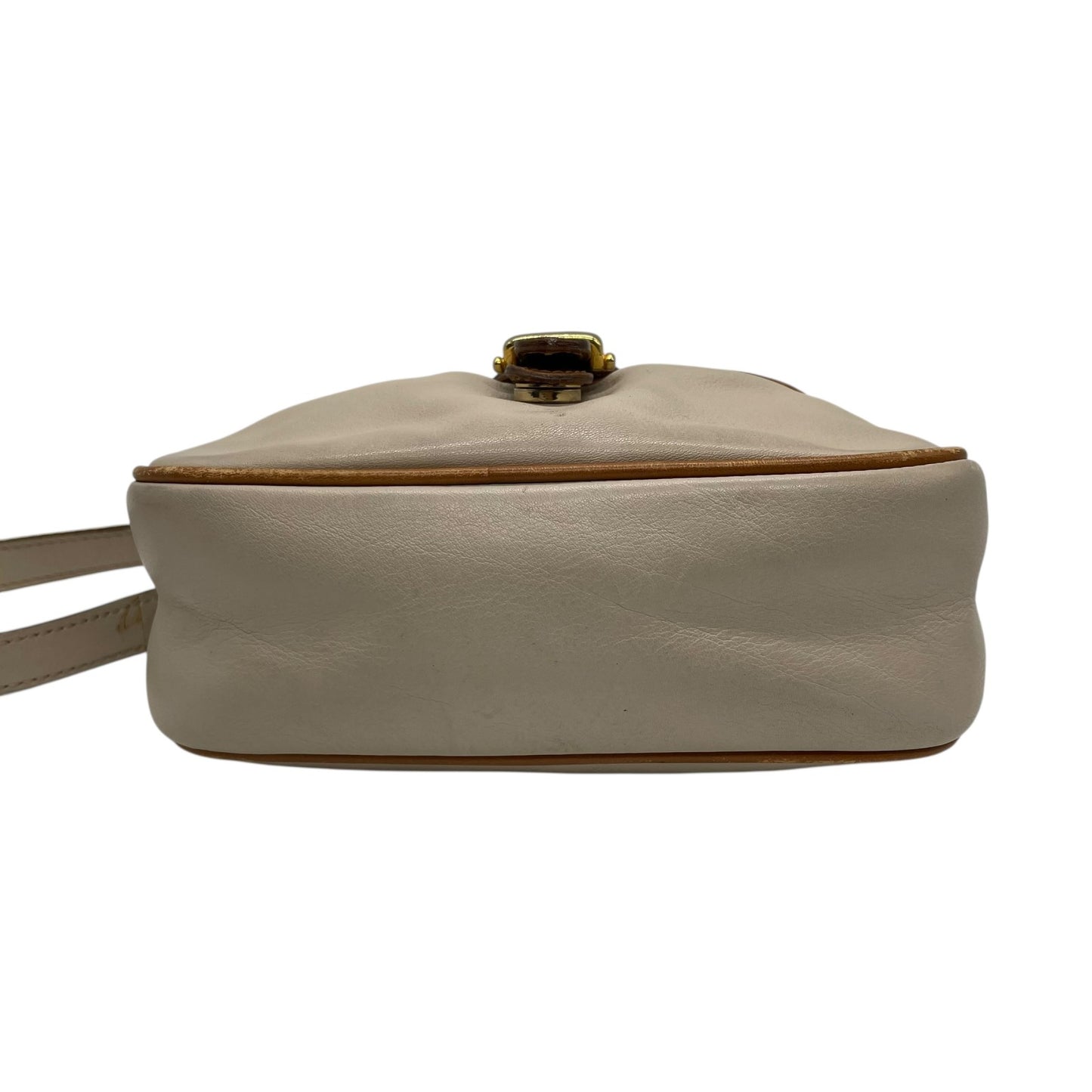 CELINE ヴィンテージ マカダムロゴ レザーショルダーバッグ M06 アイボリー×ブラウン ゴールド金具 クロスボディ オールドセリーヌ C3