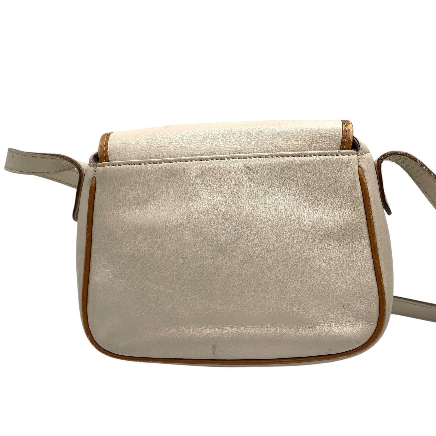 CELINE ヴィンテージ マカダムロゴ レザーショルダーバッグ M06 アイボリー×ブラウン ゴールド金具 クロスボディ オールドセリーヌ C3