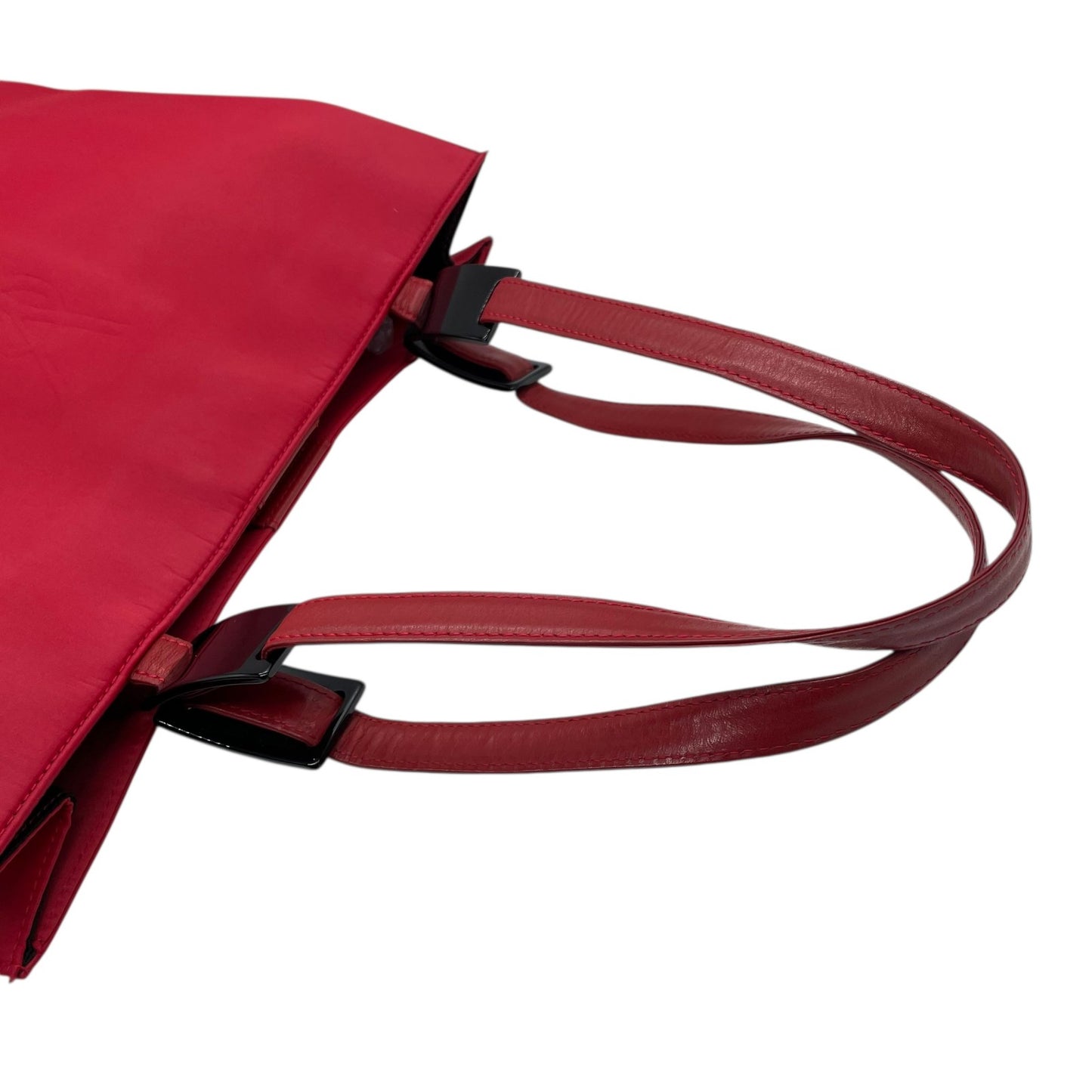 イヴ サンローラン YSL ビッグロゴ ナイロン トートバッグ レッド ショルダーバッグ ミニマルデザイン C1