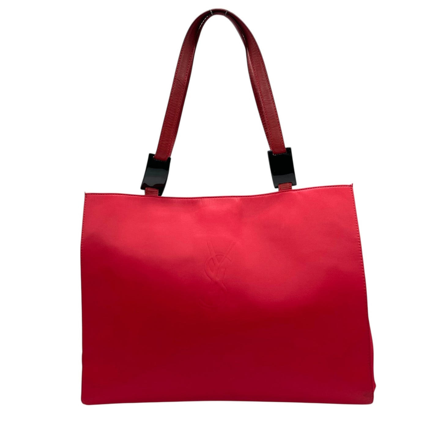 イヴ サンローラン YSL ビッグロゴ ナイロン トートバッグ レッド ショルダーバッグ ミニマルデザイン C1