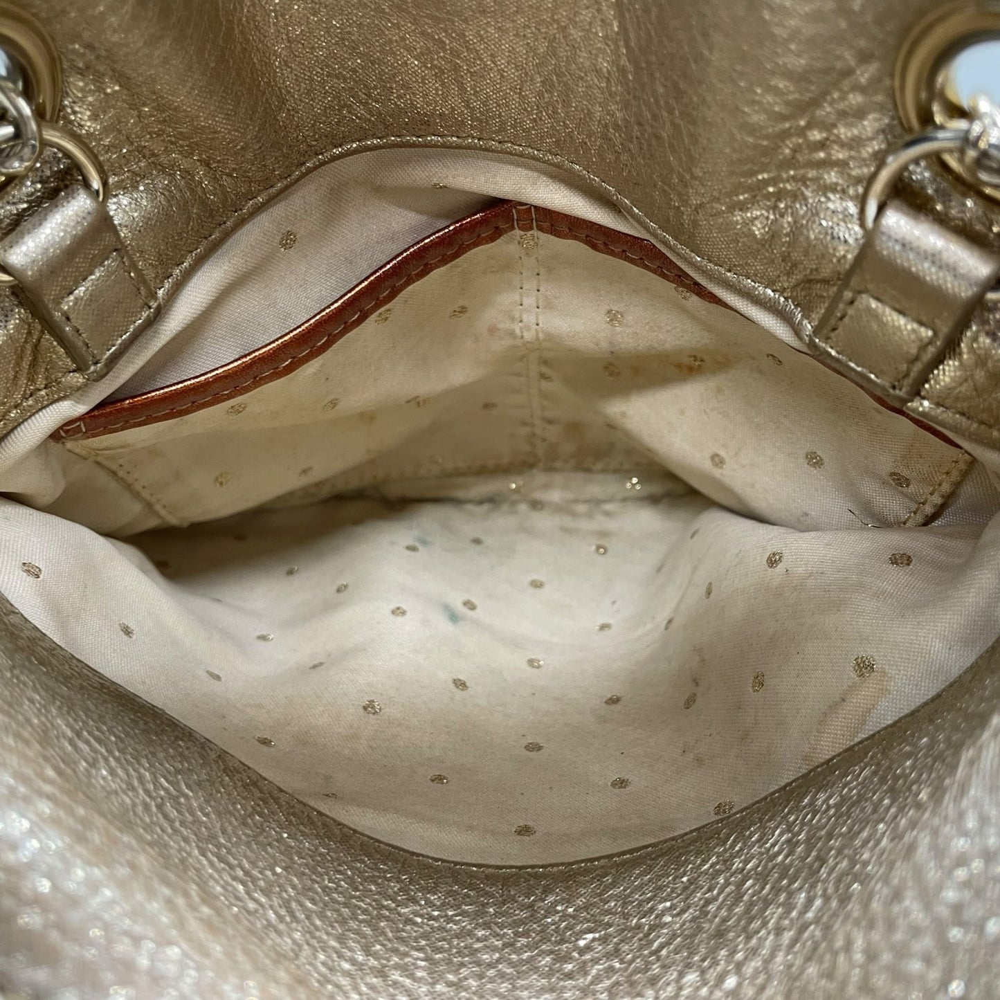 ケイトスペード Kate Spade チェーンショルダーバッグ ハンドバッグ ロングハンドル メタリックゴールド キルティング レザー 上品 トートバッグ S81