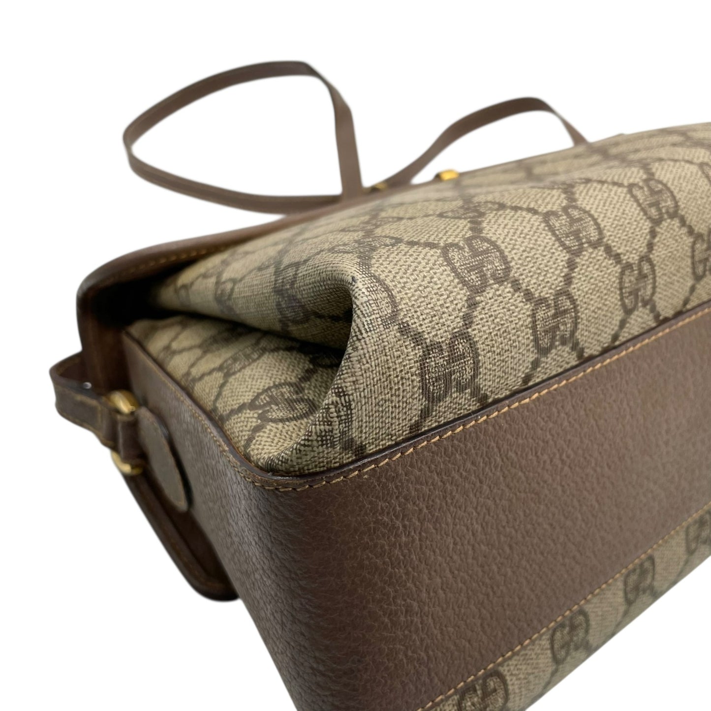 GUCCI オールドグッチ GGスプリーム ショルダーバッグ PVCキャンバス レザー ベージュ ブラウン ゴールド金具 ヴィンテージ S76