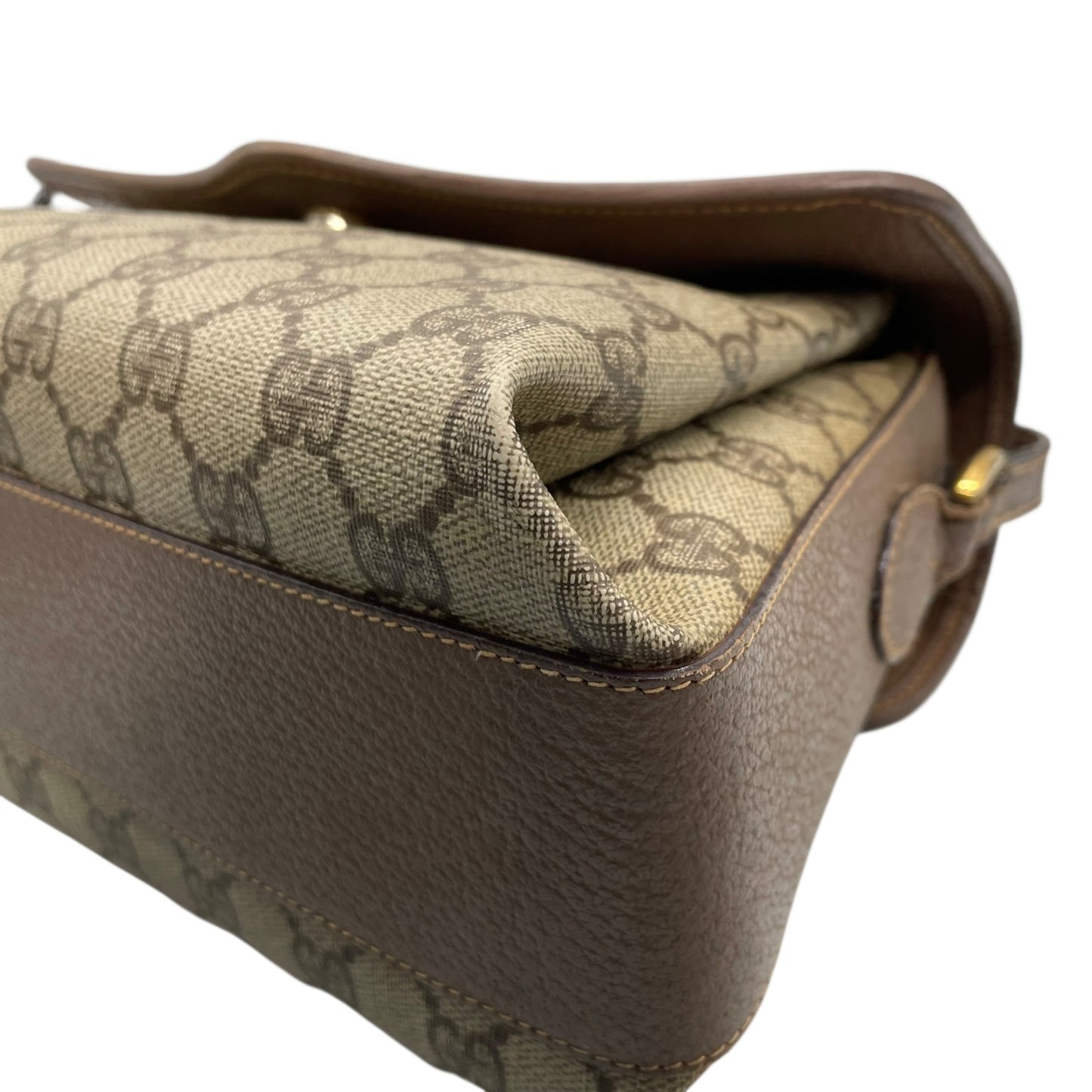 GUCCI オールドグッチ GGスプリーム ショルダーバッグ PVCキャンバス レザー ベージュ ブラウン ゴールド金具 ヴィンテージ S76