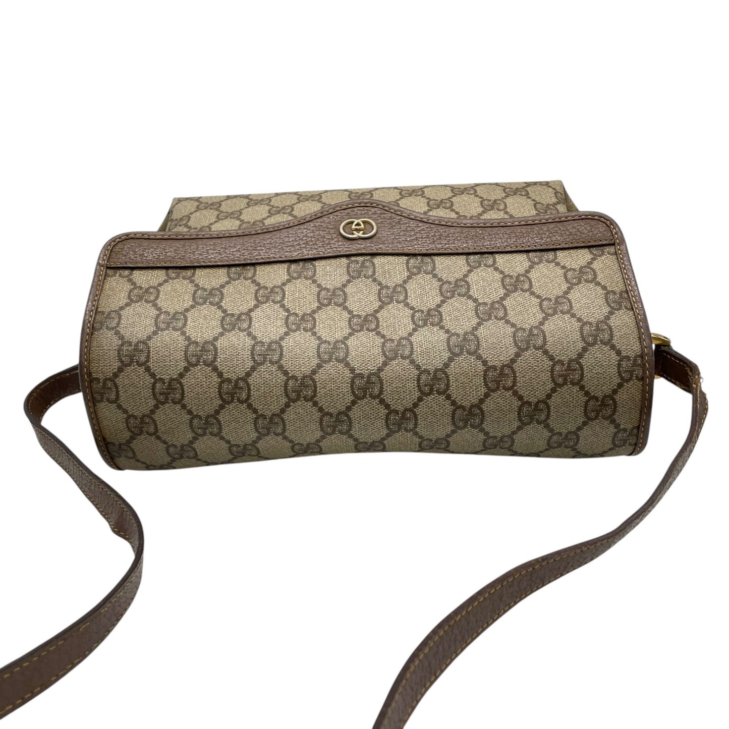 GUCCI オールドグッチ GGスプリーム ショルダーバッグ PVCキャンバス レザー ベージュ ブラウン ゴールド金具 ヴィンテージ S76