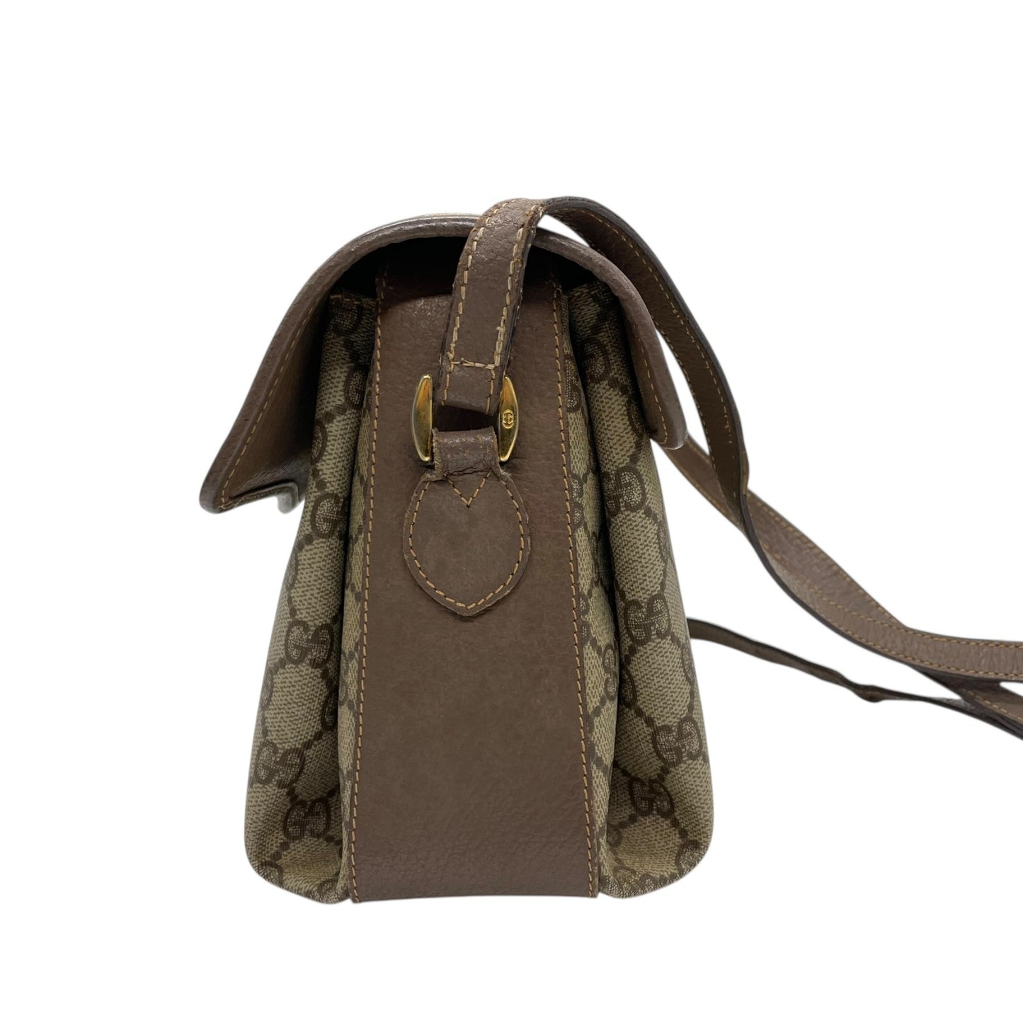 GUCCI オールドグッチ GGスプリーム ショルダーバッグ PVCキャンバス レザー ベージュ ブラウン ゴールド金具 ヴィンテージ S76