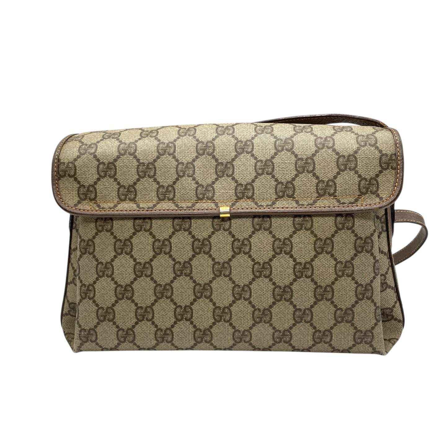 GUCCI オールドグッチ GGスプリーム ショルダーバッグ PVCキャンバス レザー ベージュ ブラウン ゴールド金具 ヴィンテージ S76