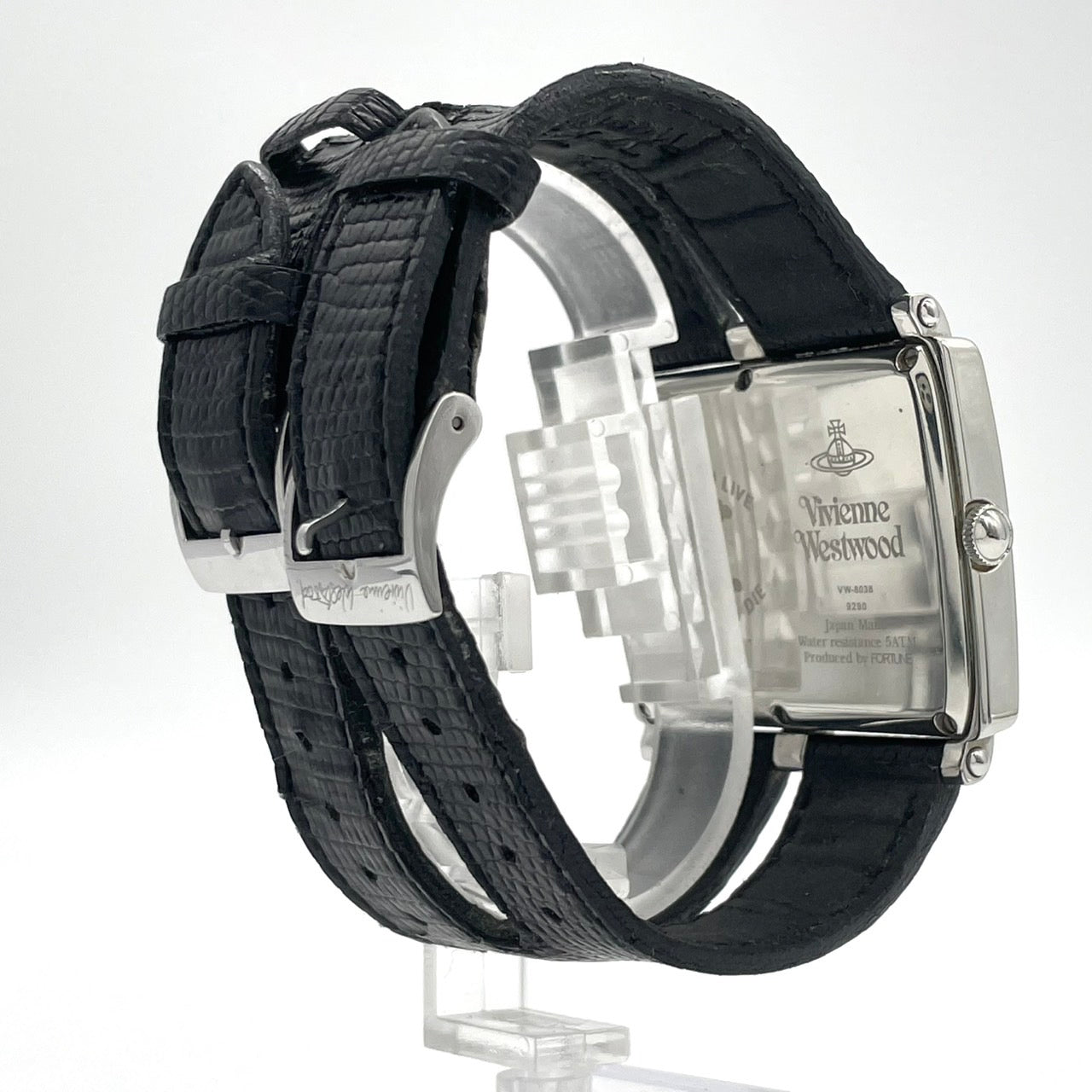 【電池交換済／稼働品】ヴィヴィアンウエストウッド 腕時計 ダブルフェイス デュアルタイム スカル＆ハート VW-9038 スクエア メンズ レディース TOO FAST TO LIVE アナログ クオーツ パンク ロックデザイン Vivienne Westwood G4