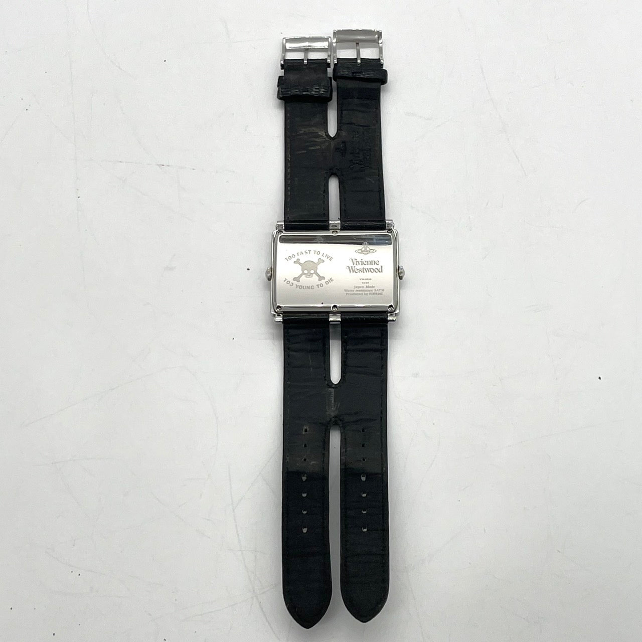 【電池交換済／稼働品】ヴィヴィアンウエストウッド 腕時計 ダブルフェイス デュアルタイム スカル＆ハート VW-9038 スクエア メンズ レディース TOO FAST TO LIVE アナログ クオーツ パンク ロックデザイン Vivienne Westwood G4