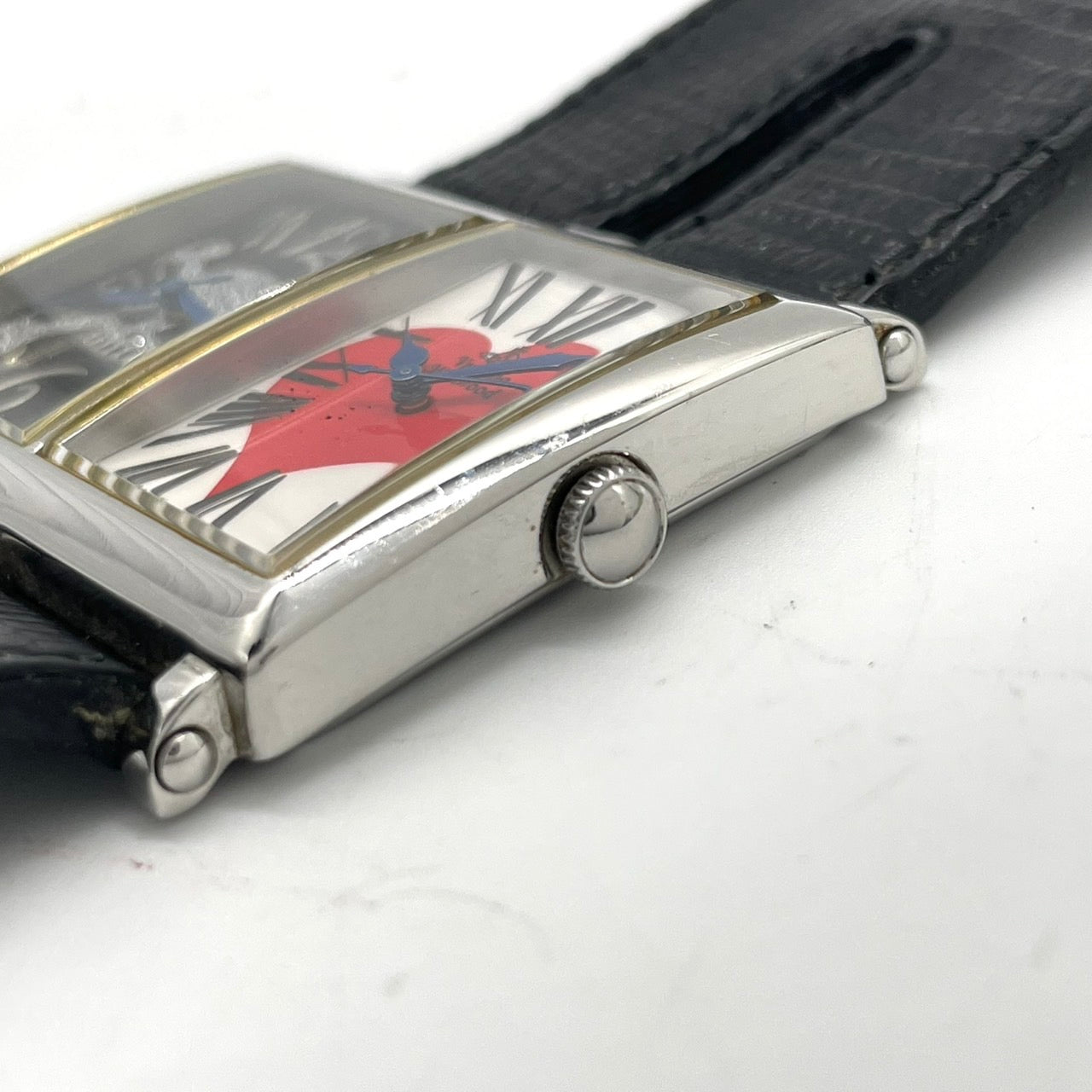 【電池交換済／稼働品】ヴィヴィアンウエストウッド 腕時計 ダブルフェイス デュアルタイム スカル＆ハート VW-9038 スクエア メンズ レディース TOO FAST TO LIVE アナログ クオーツ パンク ロックデザイン Vivienne Westwood G4