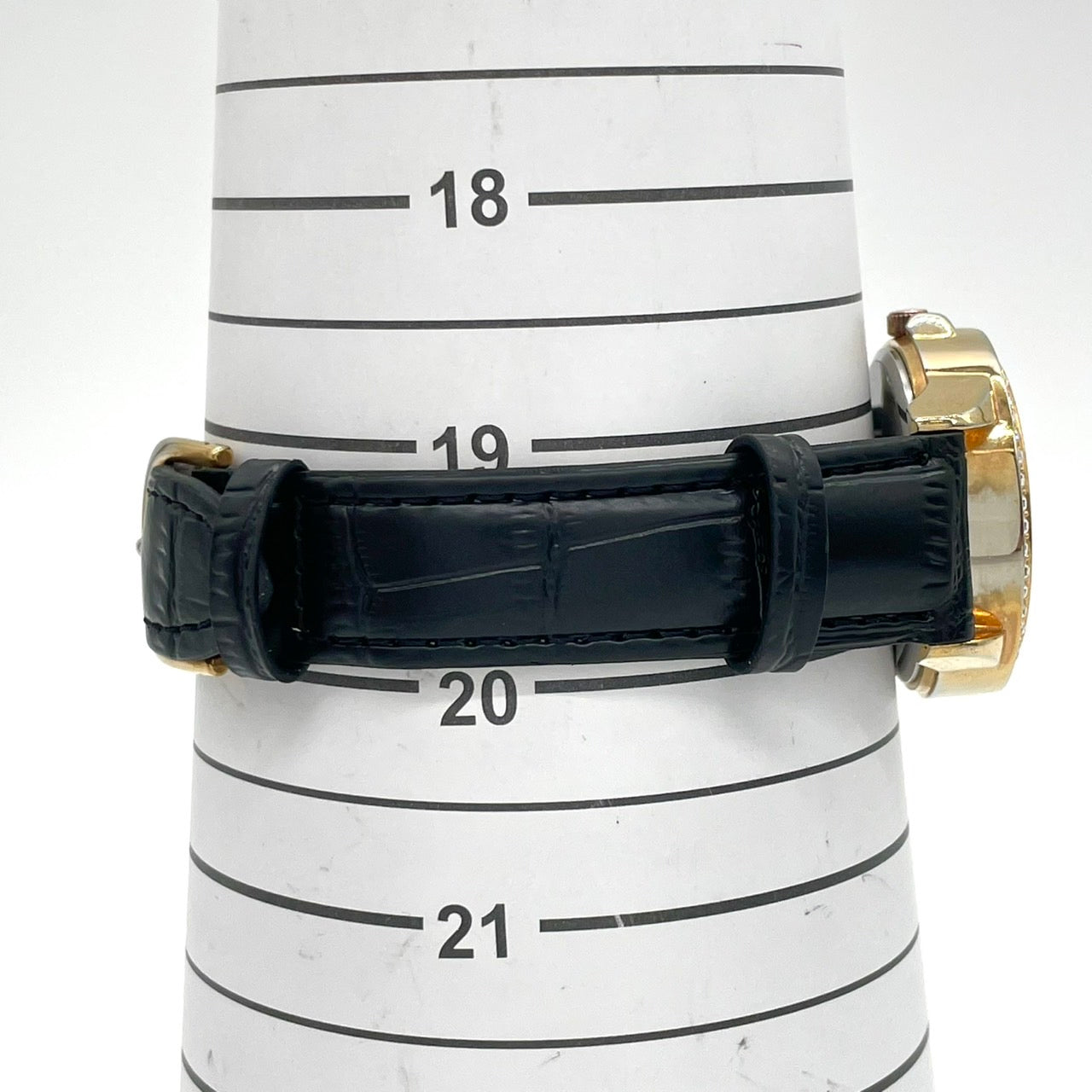 【稼働品/電池交換済】J-AXIS Lamue 腕時計 BL895 レディース クオーツ ゴールド 黒革ベルト ラインストーンベゼル ハートチャーム ギミック アナログ ラウンド ファッションウォッチ かわいい おしゃれ クリーニング済 G4