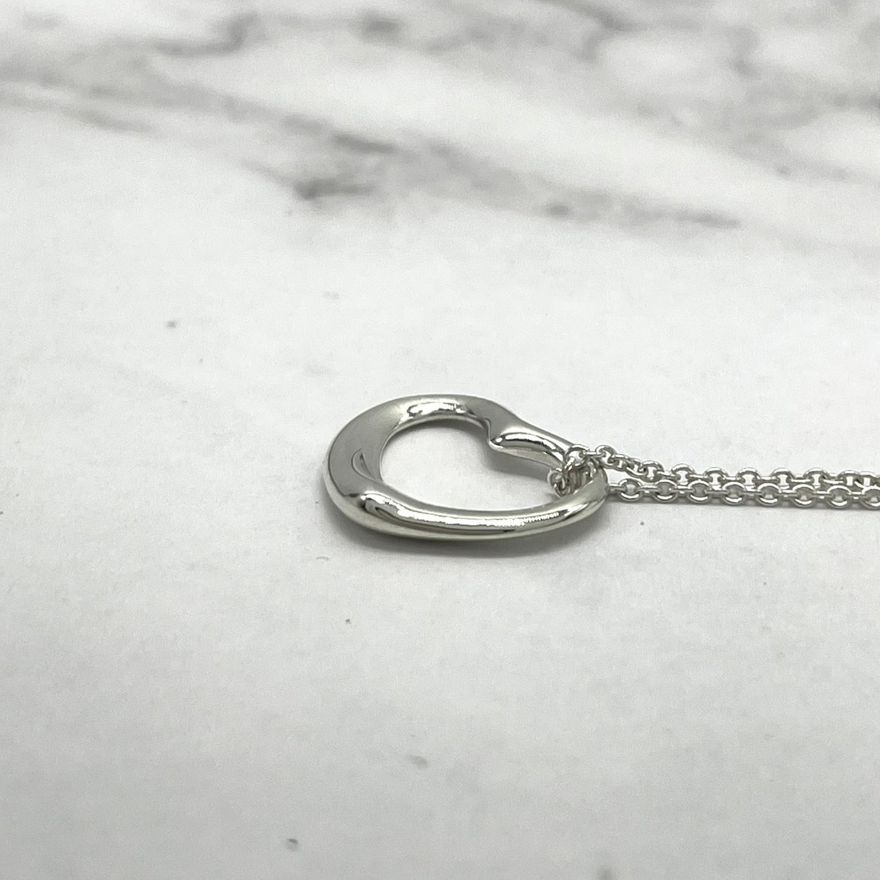 美品 TIFFANY & Co. ティファニー ネックレス オープンハート エルサ・ペレッティ SV925 シルバー ヴィンテージ ペンダント ジュエリー アクセサリー レディース I1